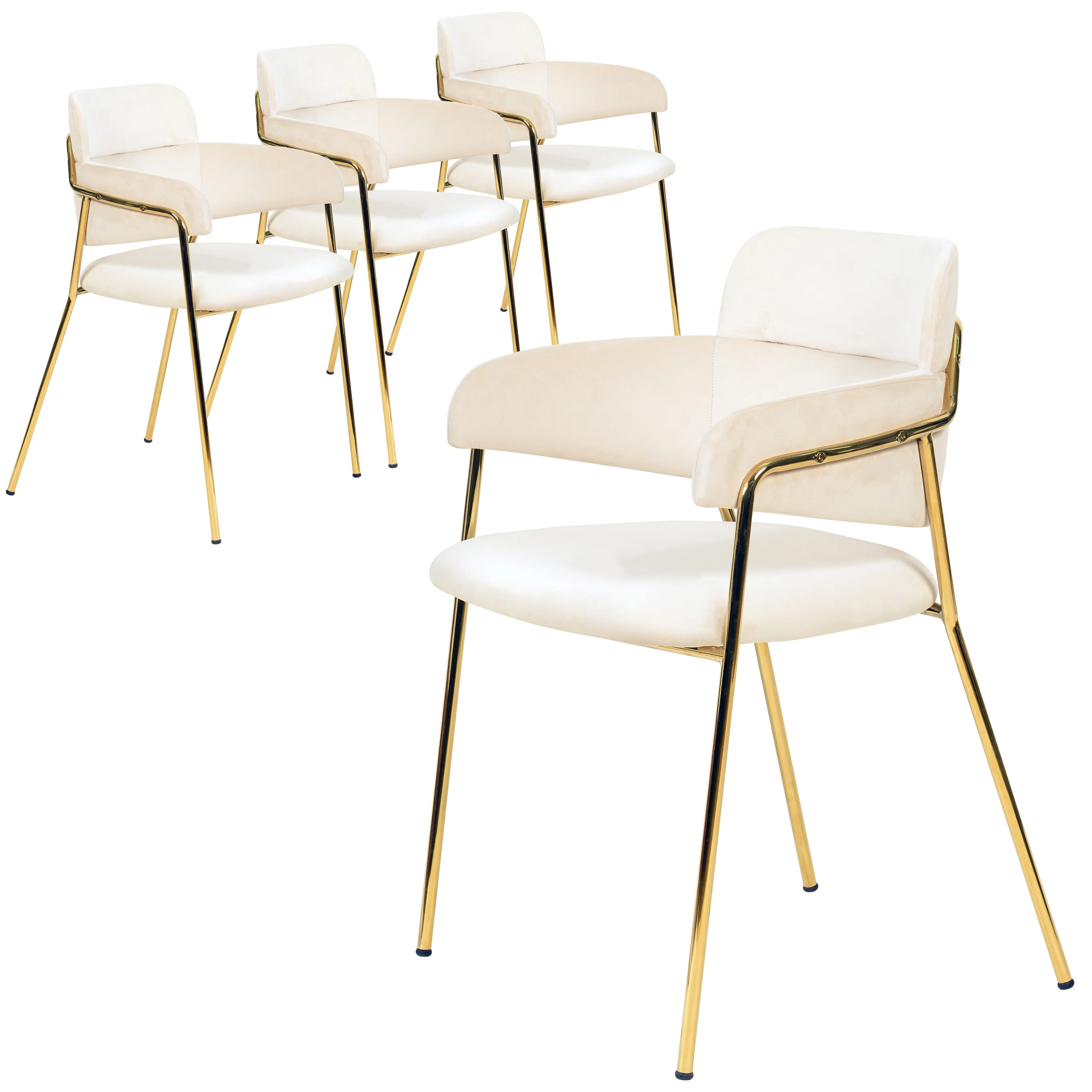 Axis Collection Modern Gold Dining Chair in Beige - Set of 4