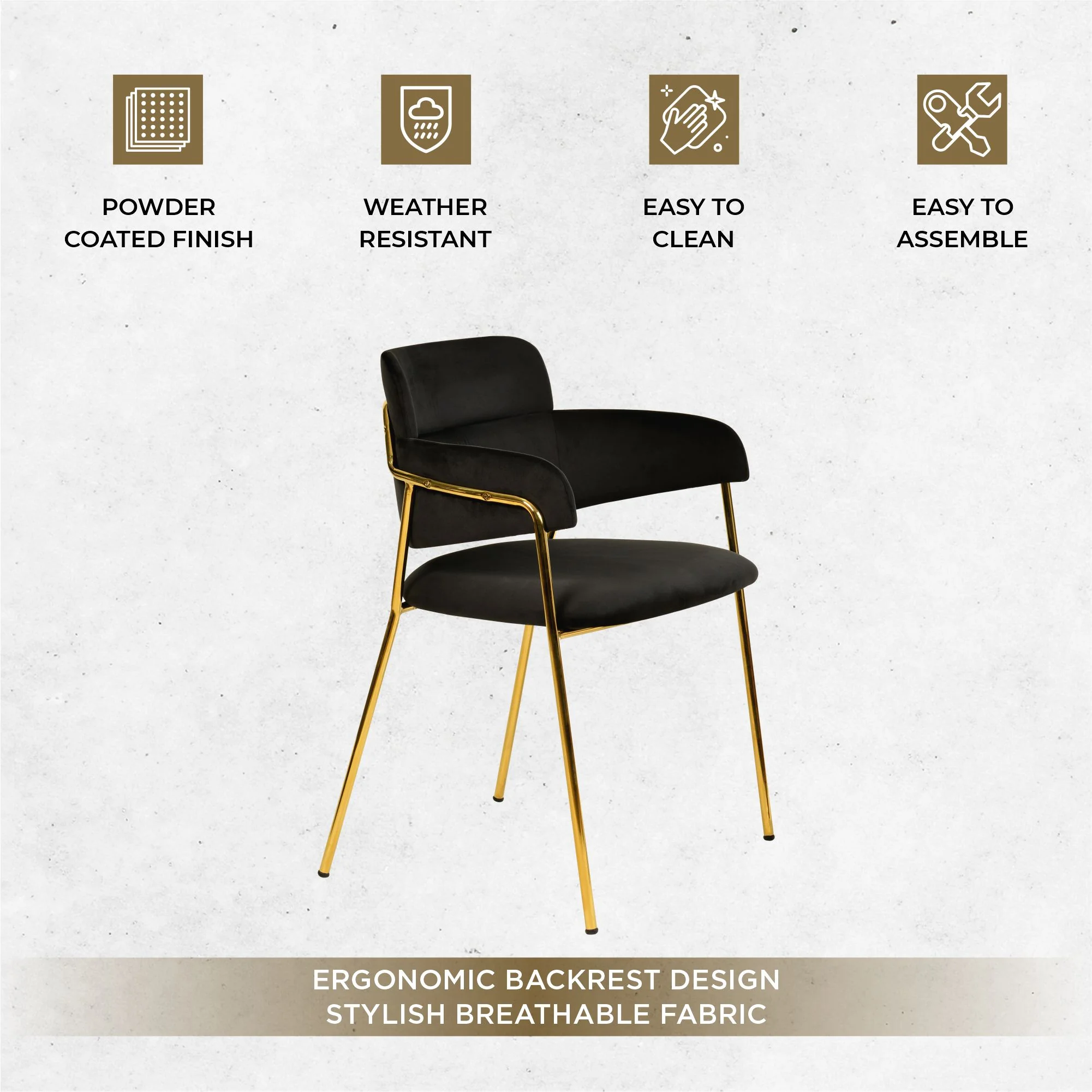 Axis Collection Modern Gold Dining Chair in Black