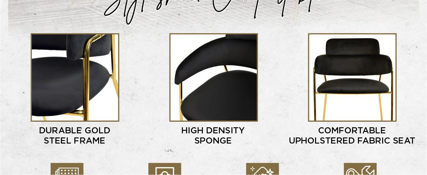 Axis Collection Modern Gold Dining Chair in Black