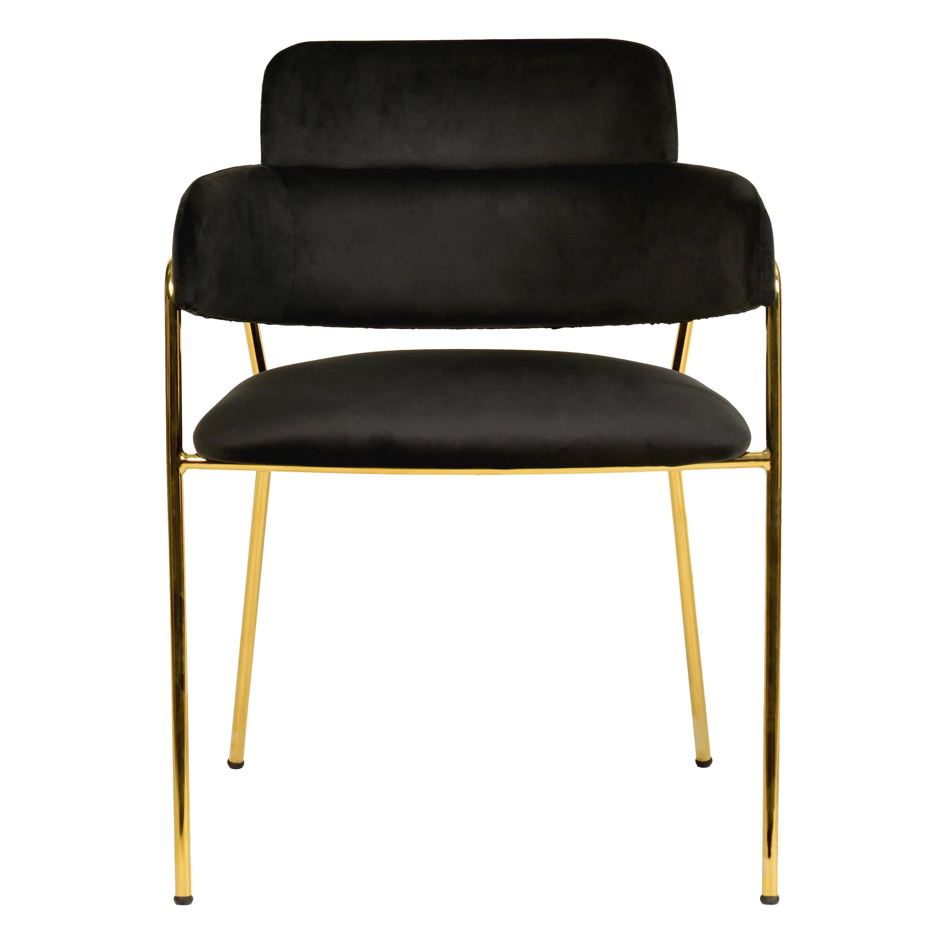 Axis Collection Modern Gold Dining Chair in Black - Set of 2
