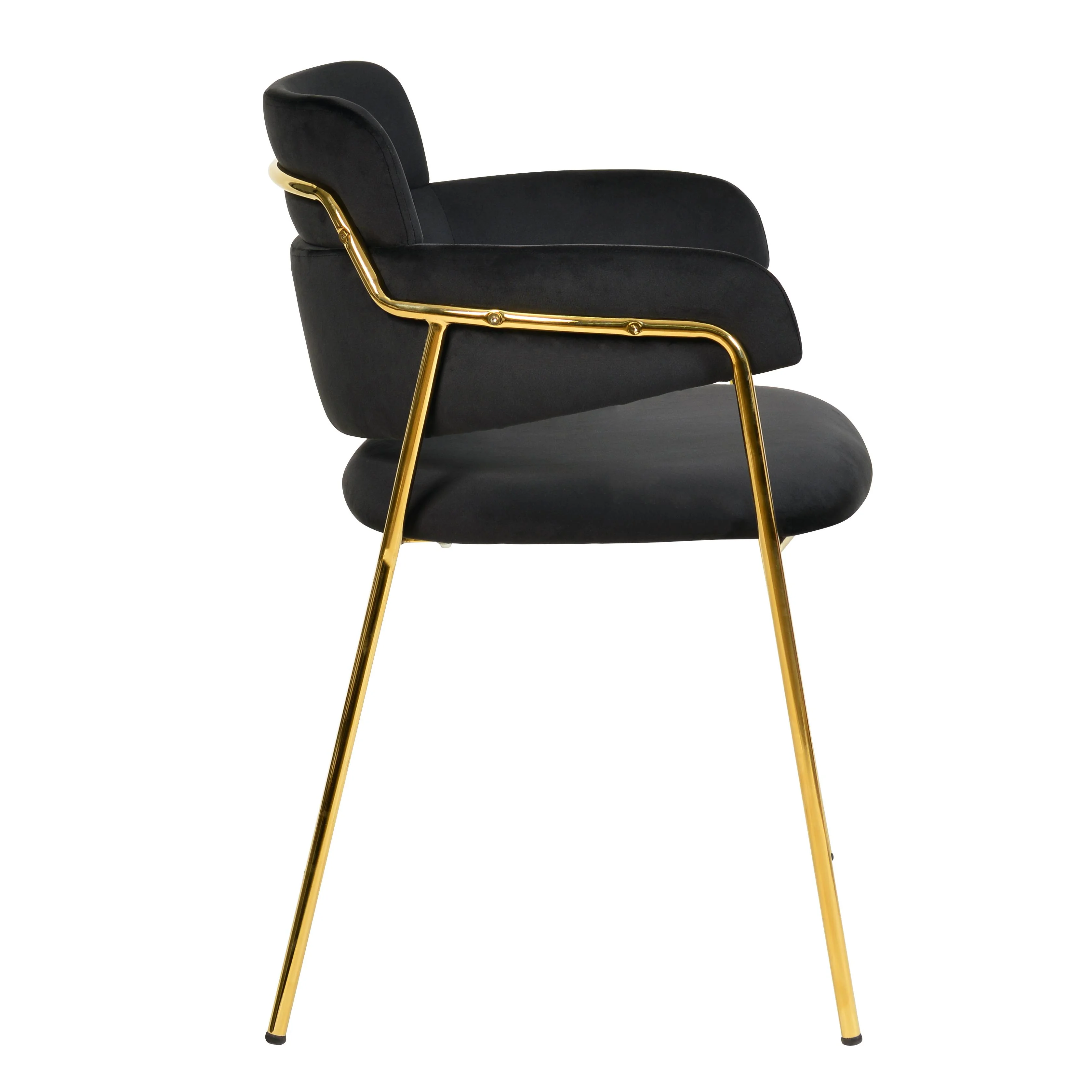 Axis Collection Modern Gold Dining Chair in Black - Set of 2