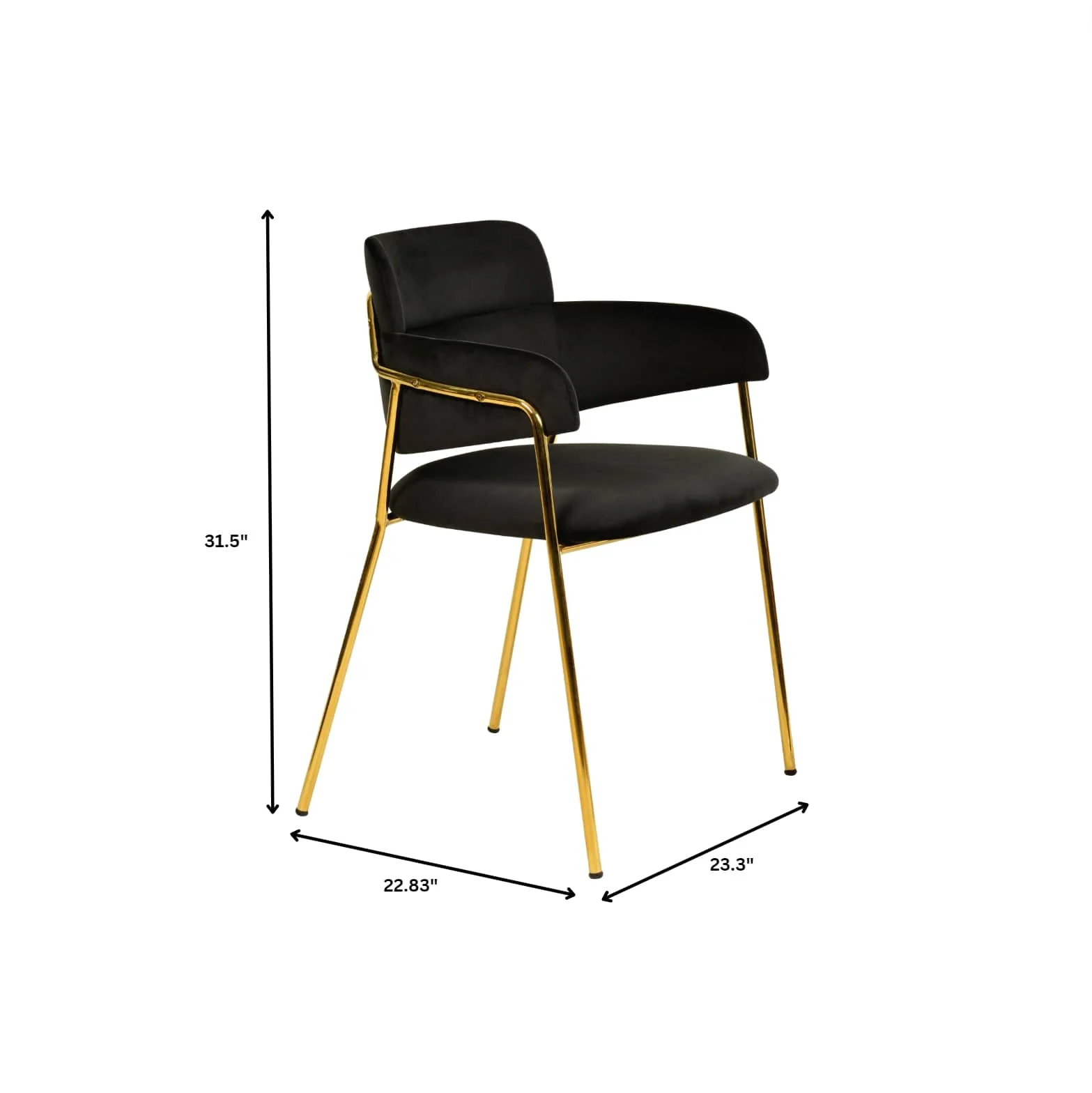 Axis Collection Modern Gold Dining Chair in Black - Set of 4