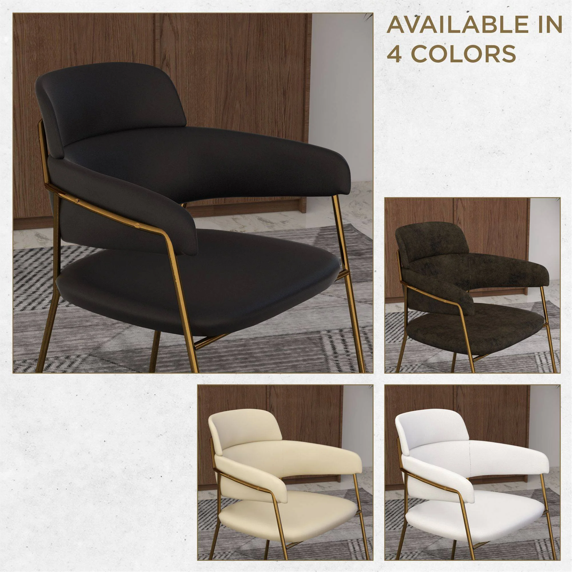 Axis Collection Modern Gold Dining Chair in Black - Set of 4