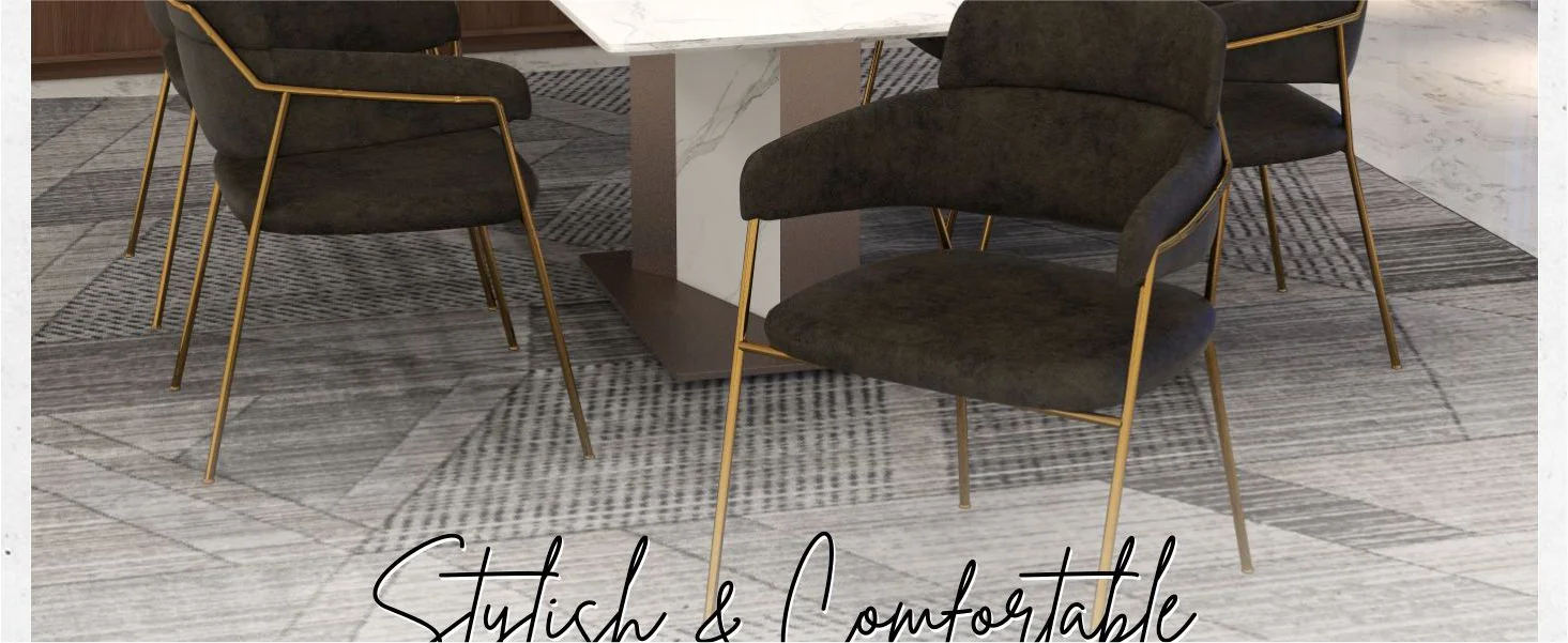 Axis Collection Modern Gold Dining Chair in Charcoal