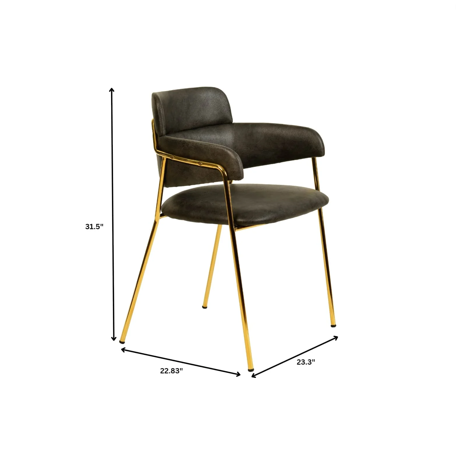 Axis Collection Modern Gold Dining Chair in Charcoal - Set of 2
