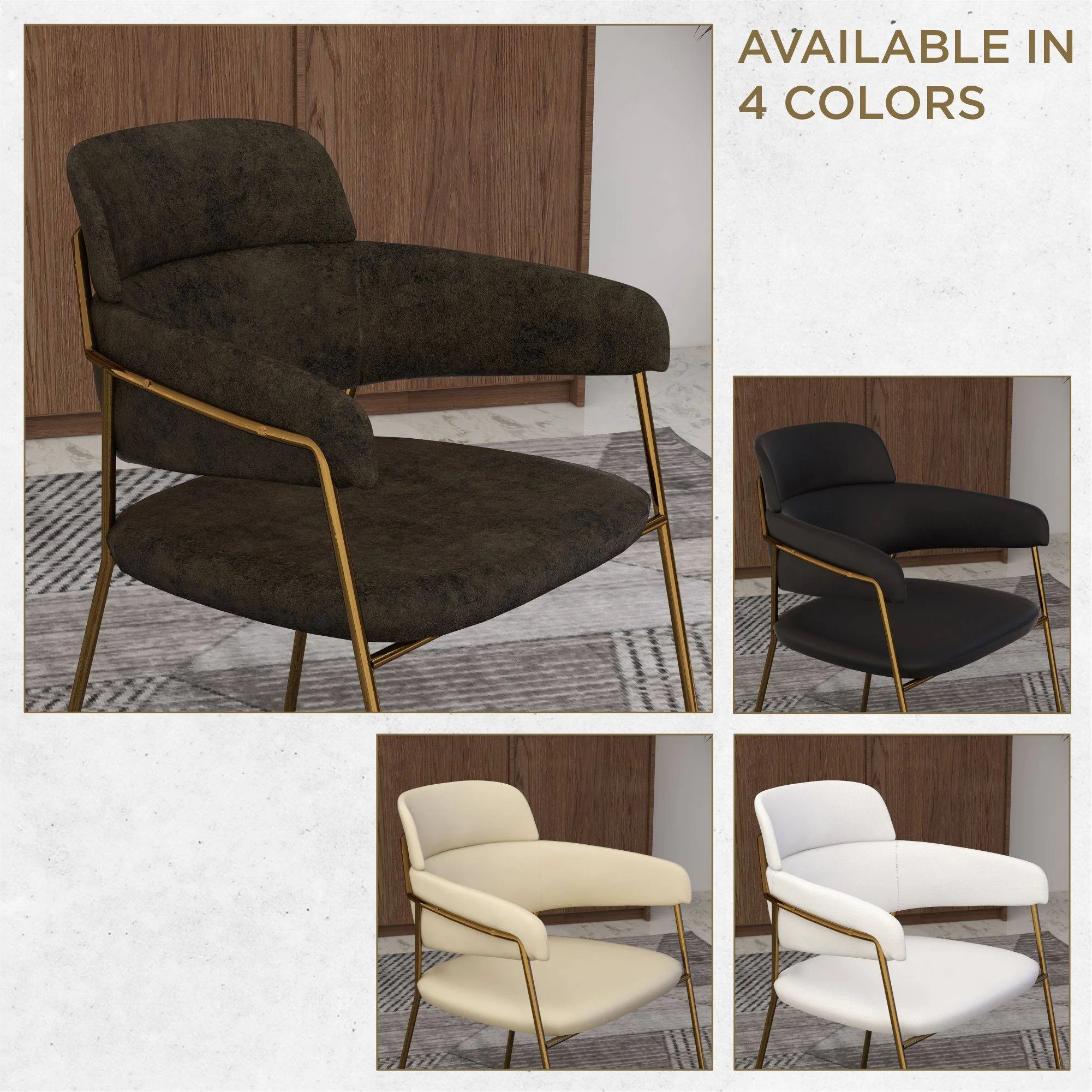 Axis Collection Modern Gold Dining Chair in Charcoal - Set of 2