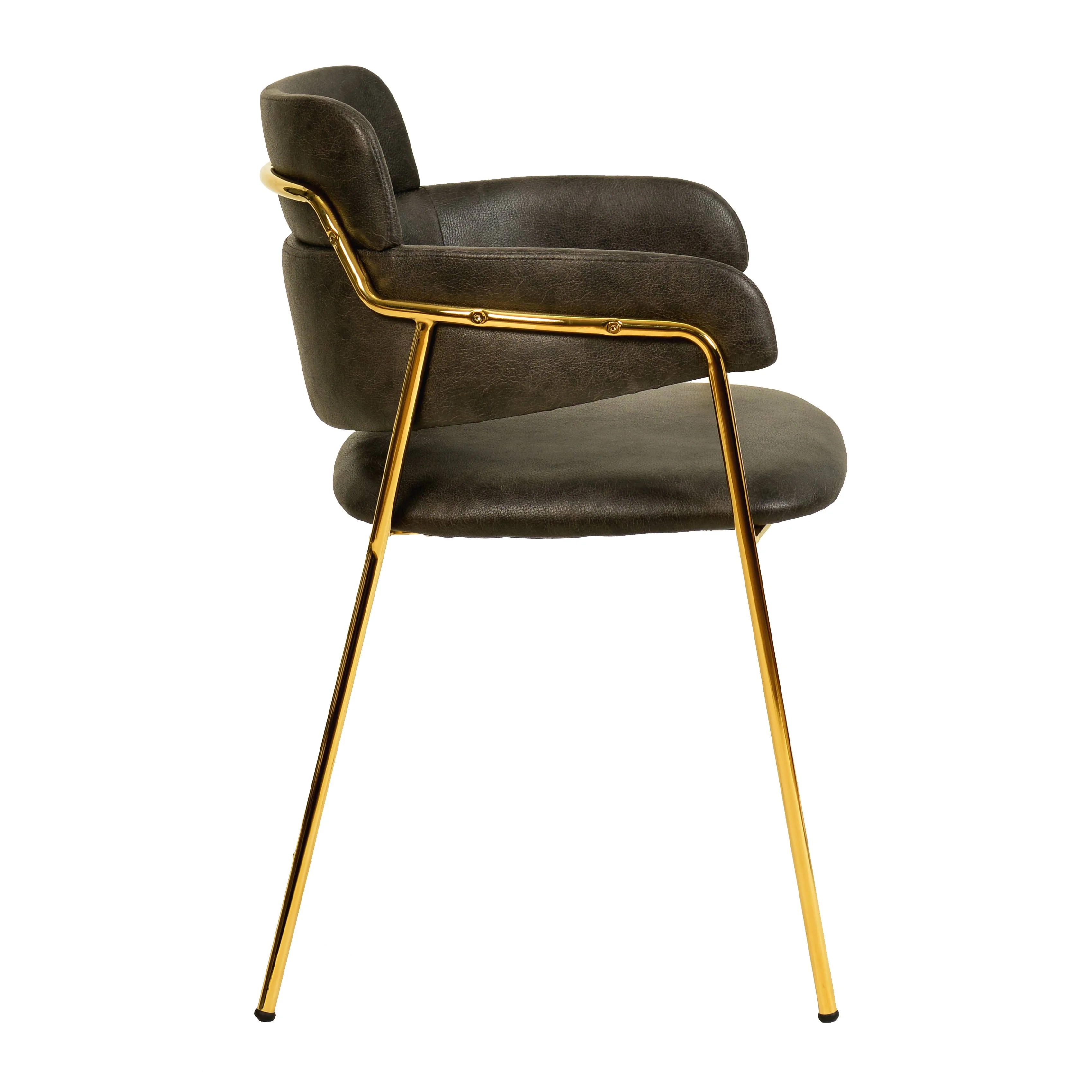 Axis Collection Modern Gold Dining Chair in Charcoal - Set of 4