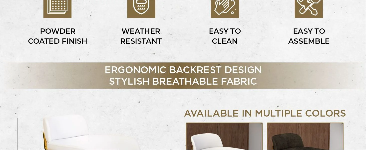 Axis Collection Modern Gold Dining Chair in White