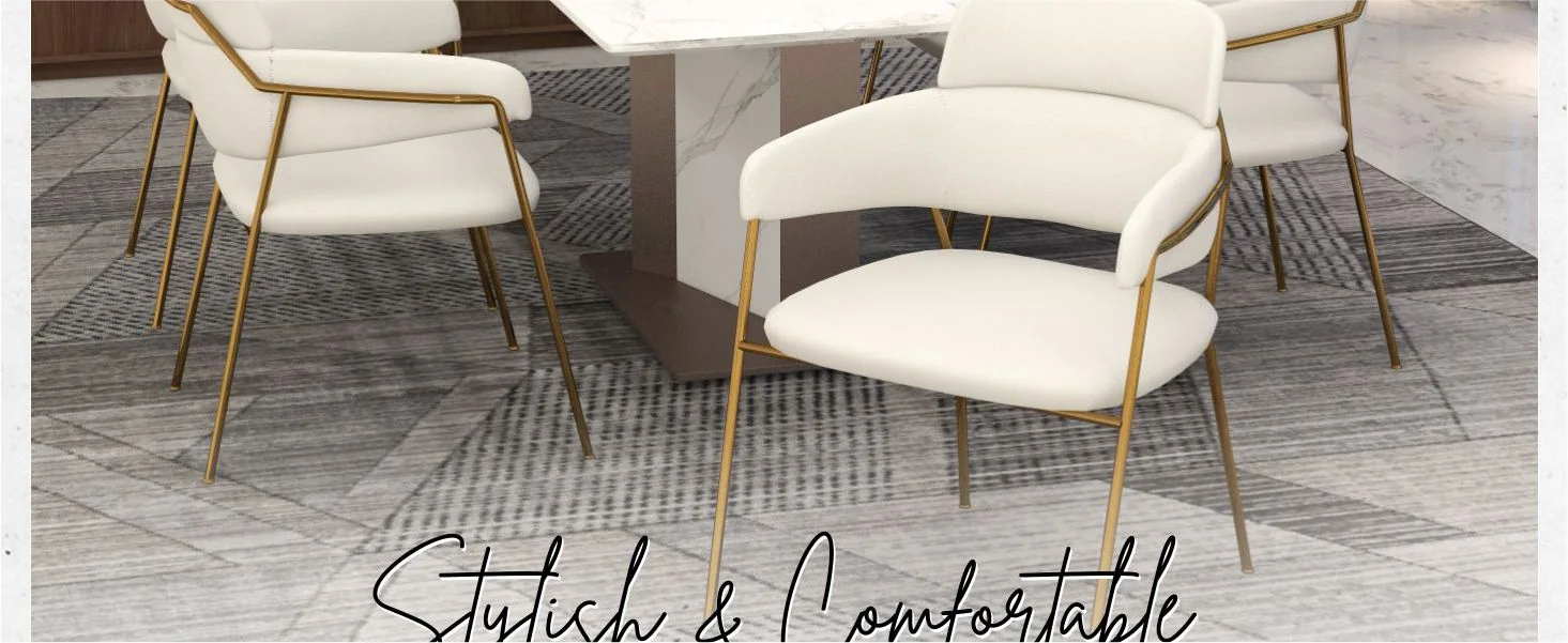 Axis Collection Modern Gold Dining Chair in White