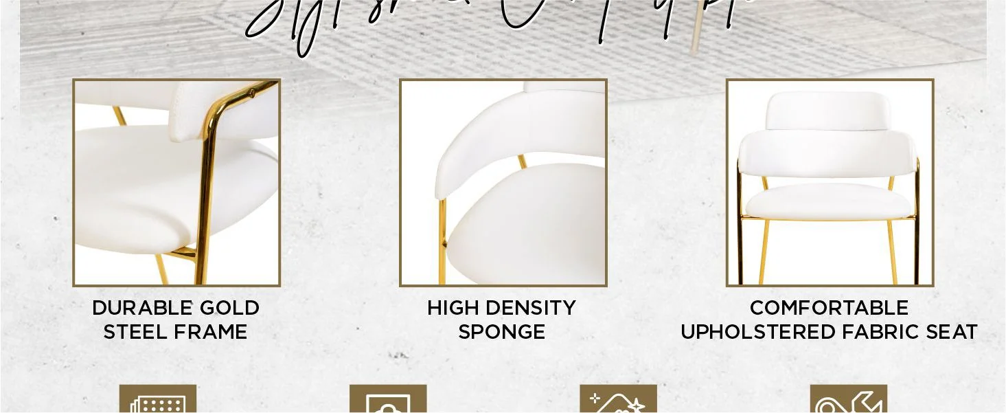 Axis Collection Modern Gold Dining Chair in White