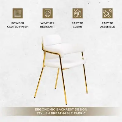 Axis Collection Modern Gold Dining Chair in White