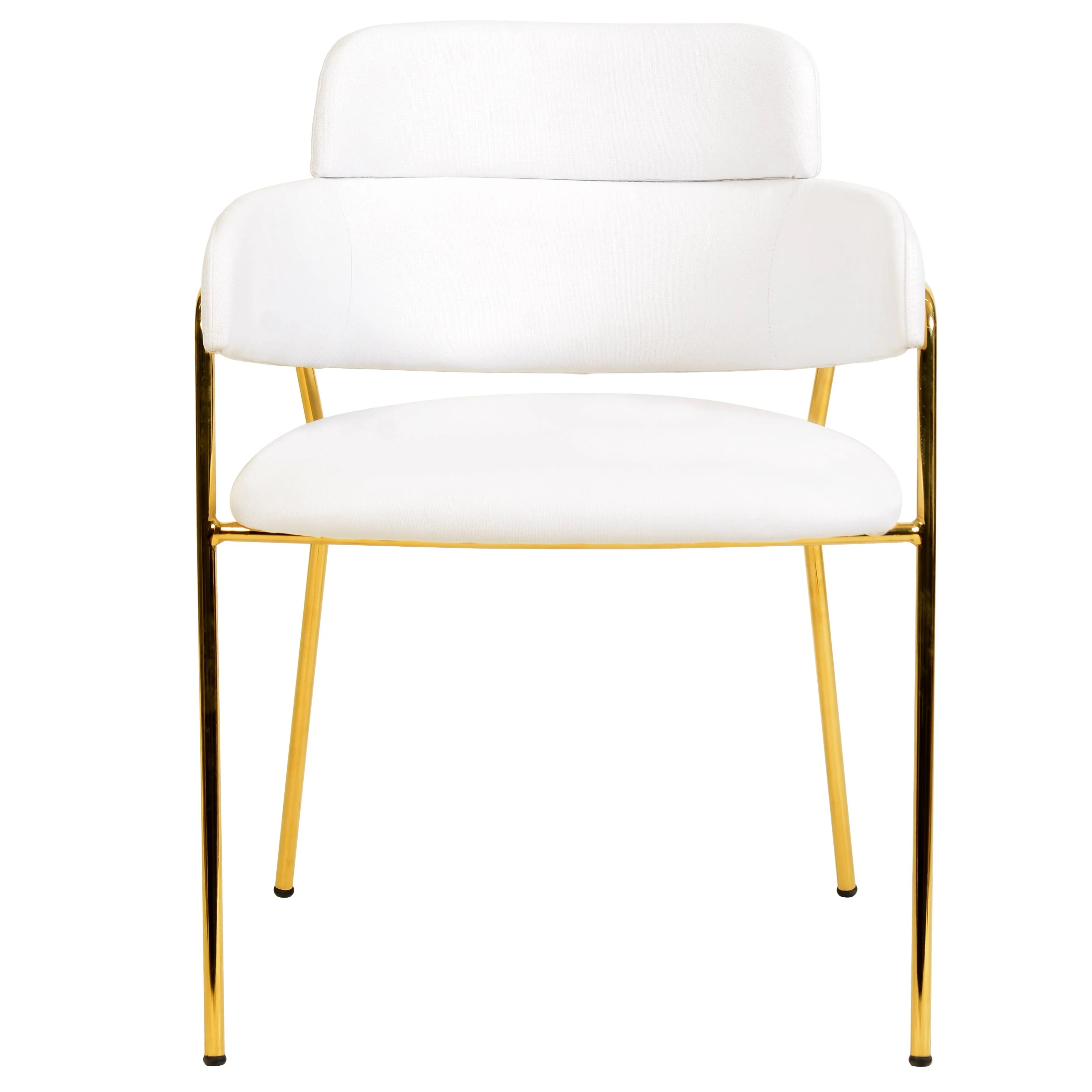 Axis Collection Modern Gold Dining Chair in White - Set of 4