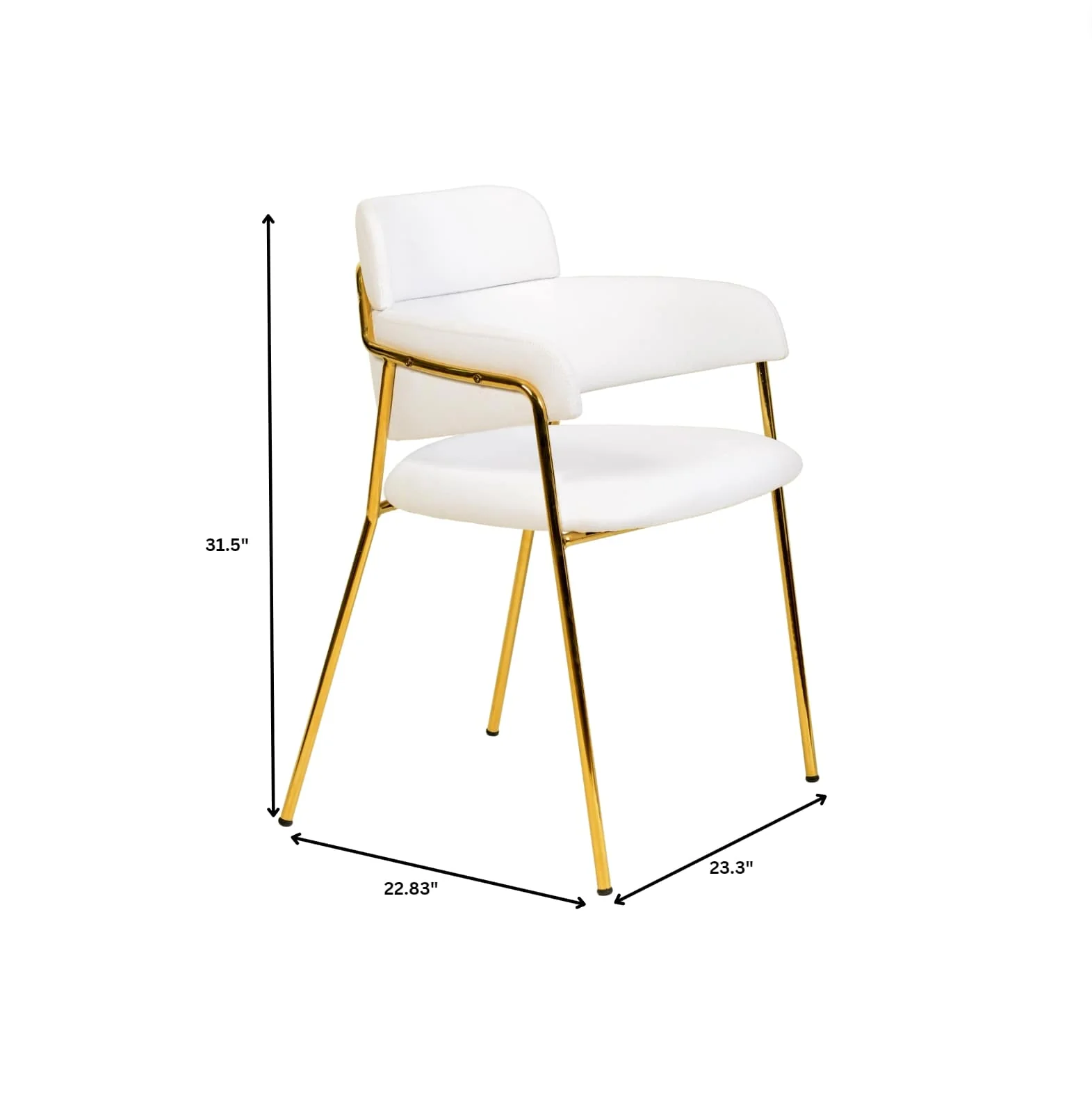 Axis Collection Modern Gold Dining Chair in White - Set of 4