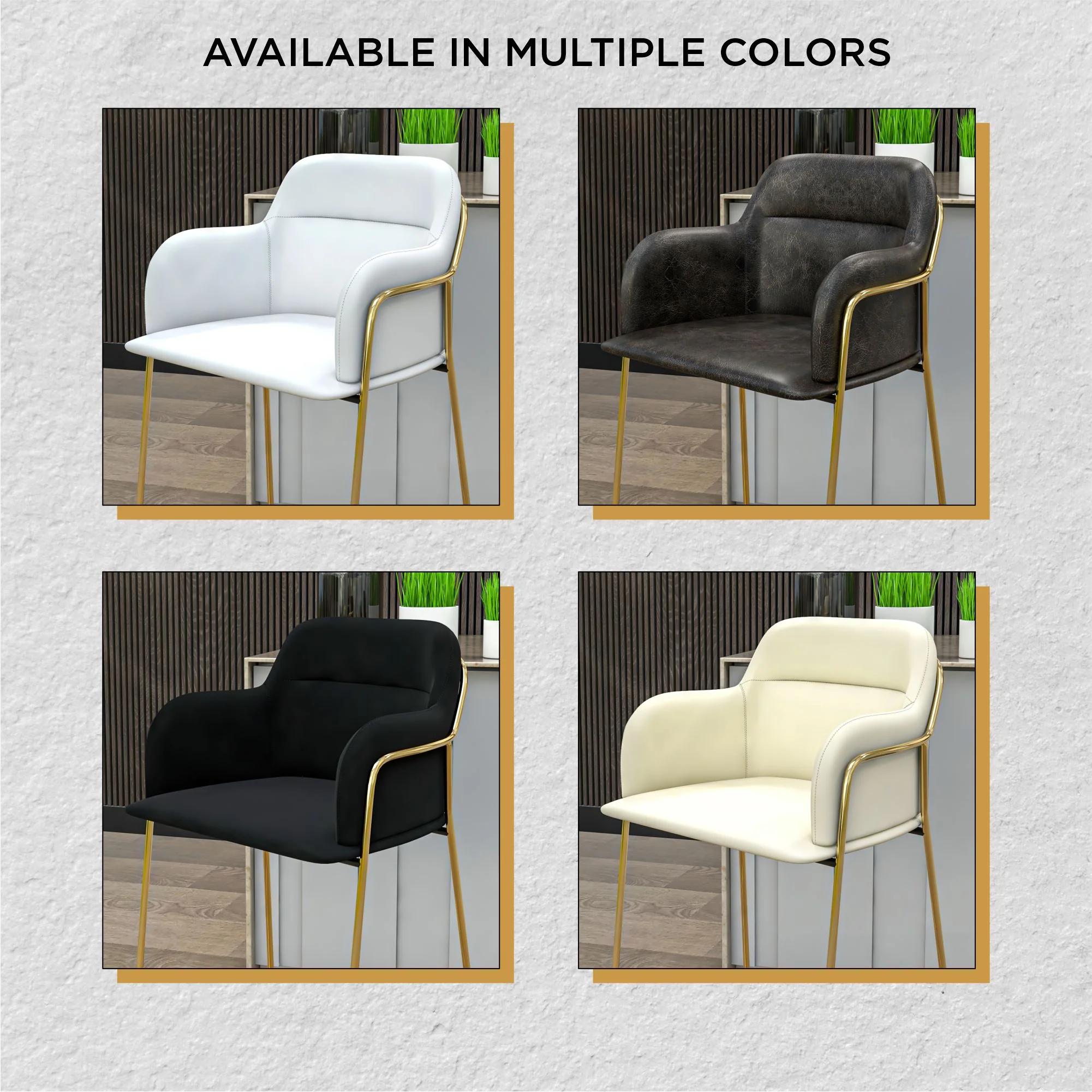 Axis Collection Modern Gold Bar height Chair in Black