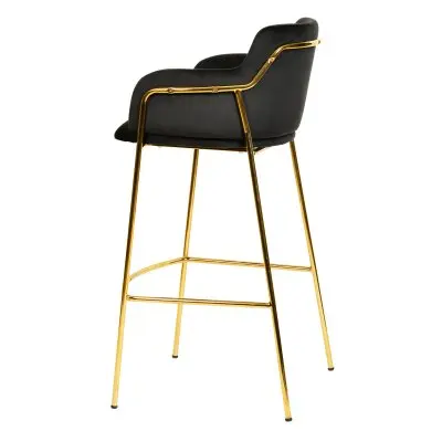 Axis Collection Modern Gold Bar height Chair in Black