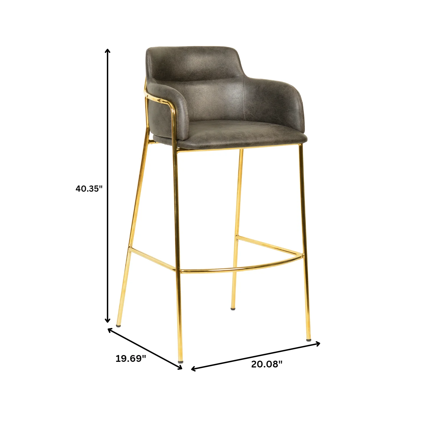 Axis Collection Modern Gold Bar height Chair in Charcoal