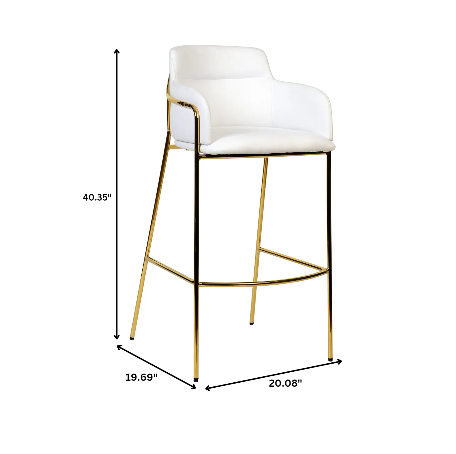 Axis Collection Modern Gold Bar height Chair in White