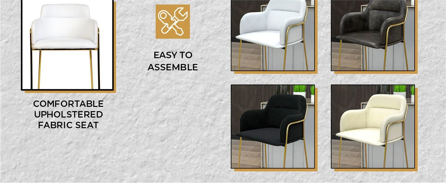 Axis Collection Modern Gold Bar height Chair in White