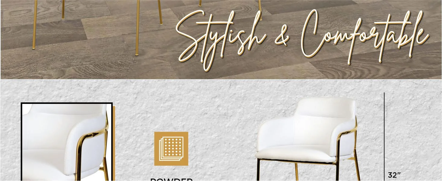 Axis Collection Modern Gold Bar height Chair in White