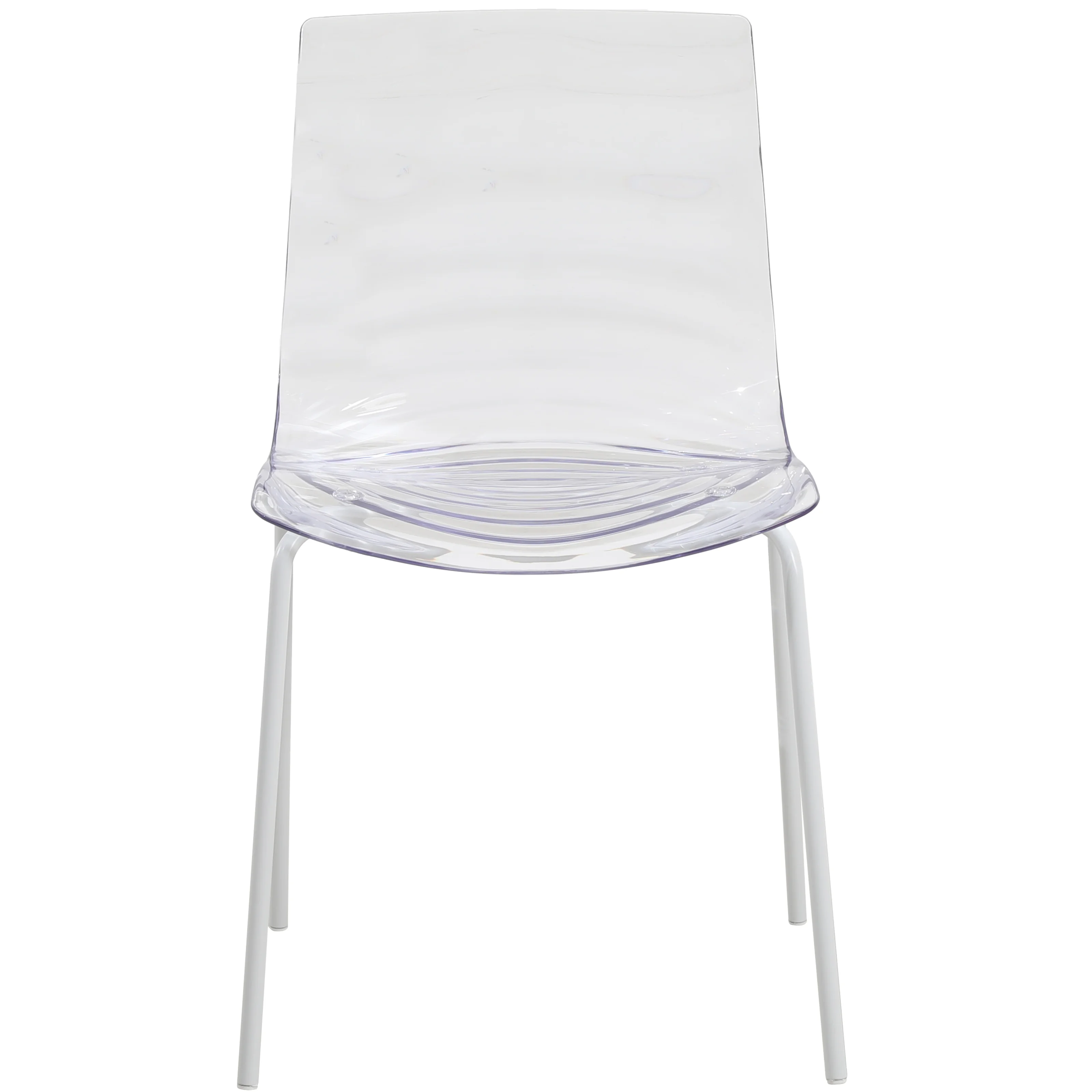 Astor Water Ripple Design Dining Chair in White Base Clear Seat Set of 2