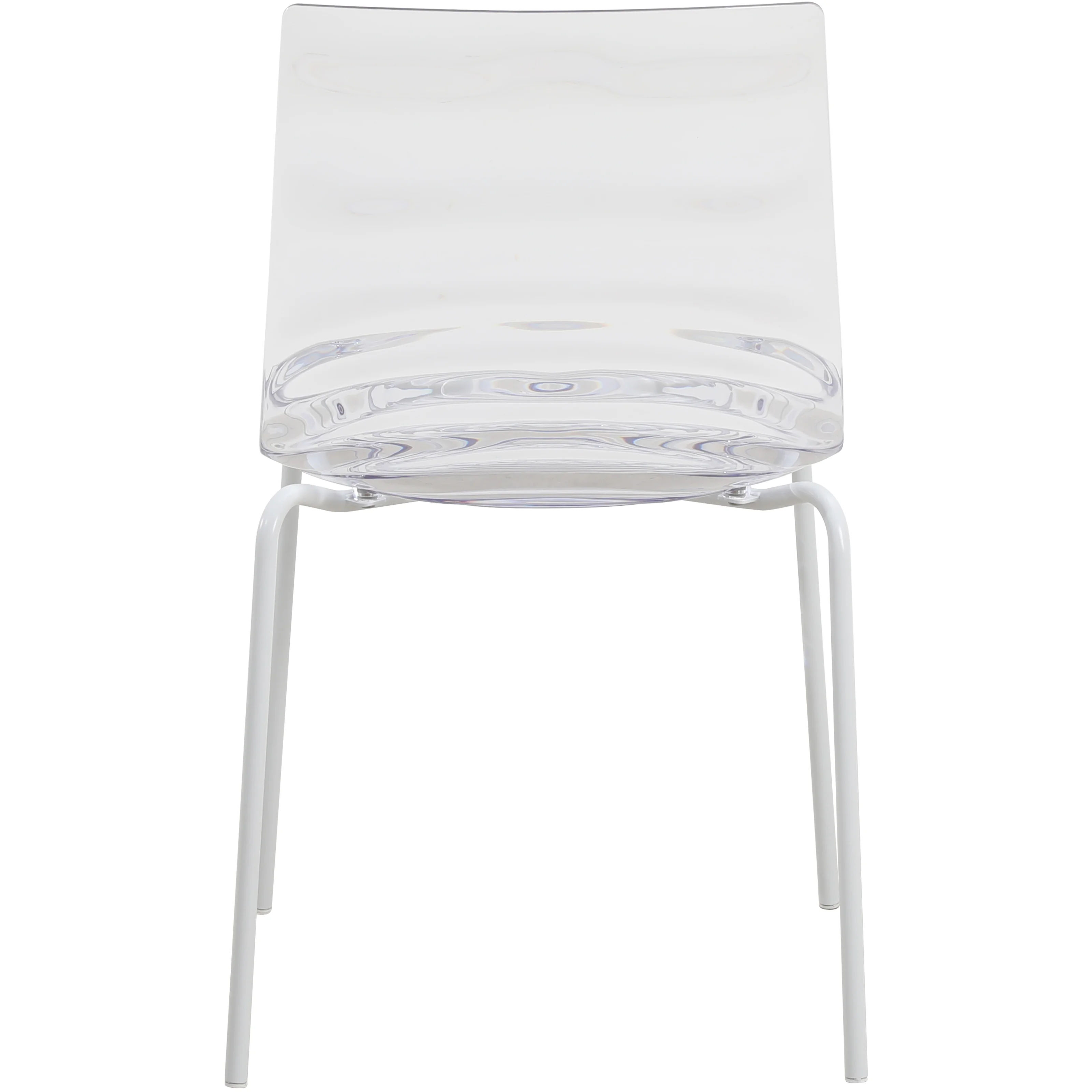 Astor Water Ripple Design Dining Chair in White Base Clear Seat Set of 2