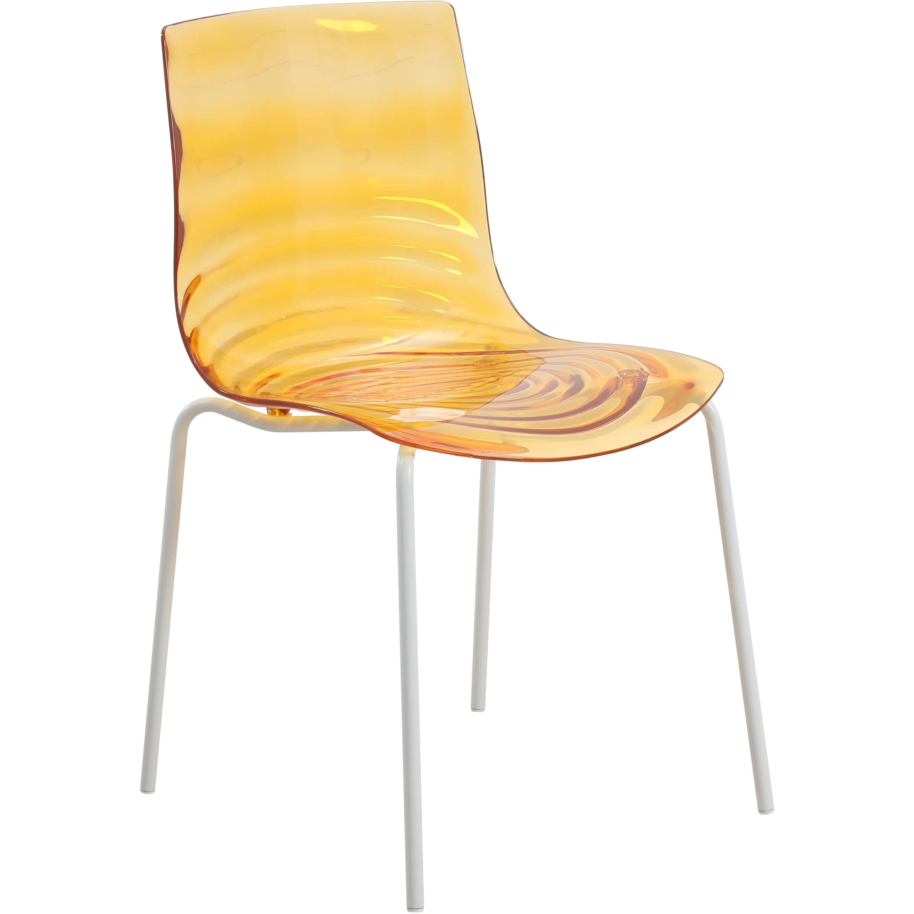Astor Water Ripple Design Dining Chair in White Base Orange Seat