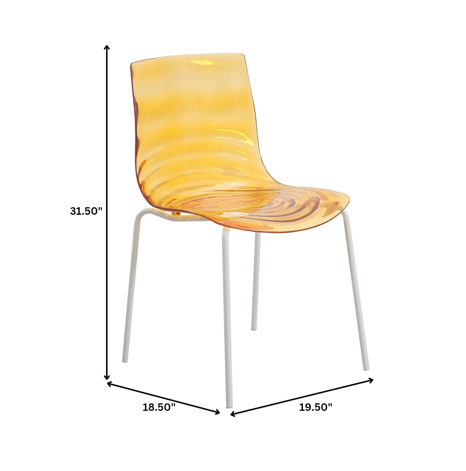 Astor Water Ripple Design Dining Chair in White Base Orange Seat