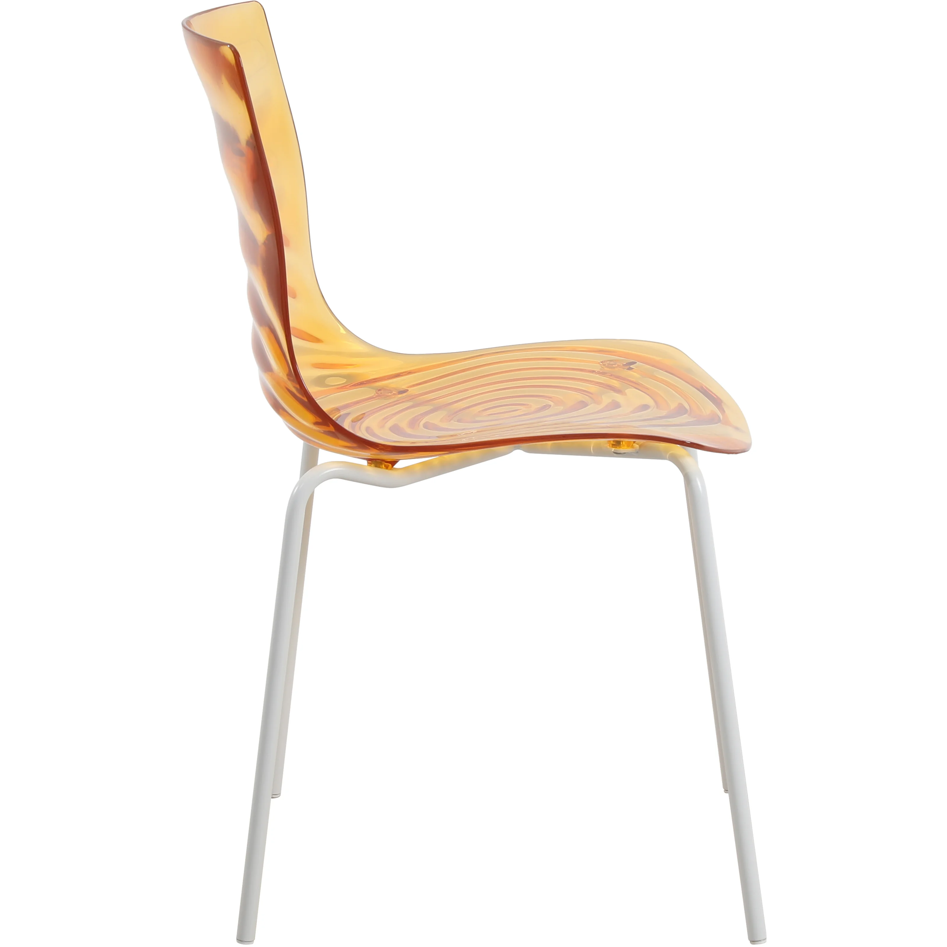 Astor Water Ripple Design Dining Chair in White Base Orange Seat