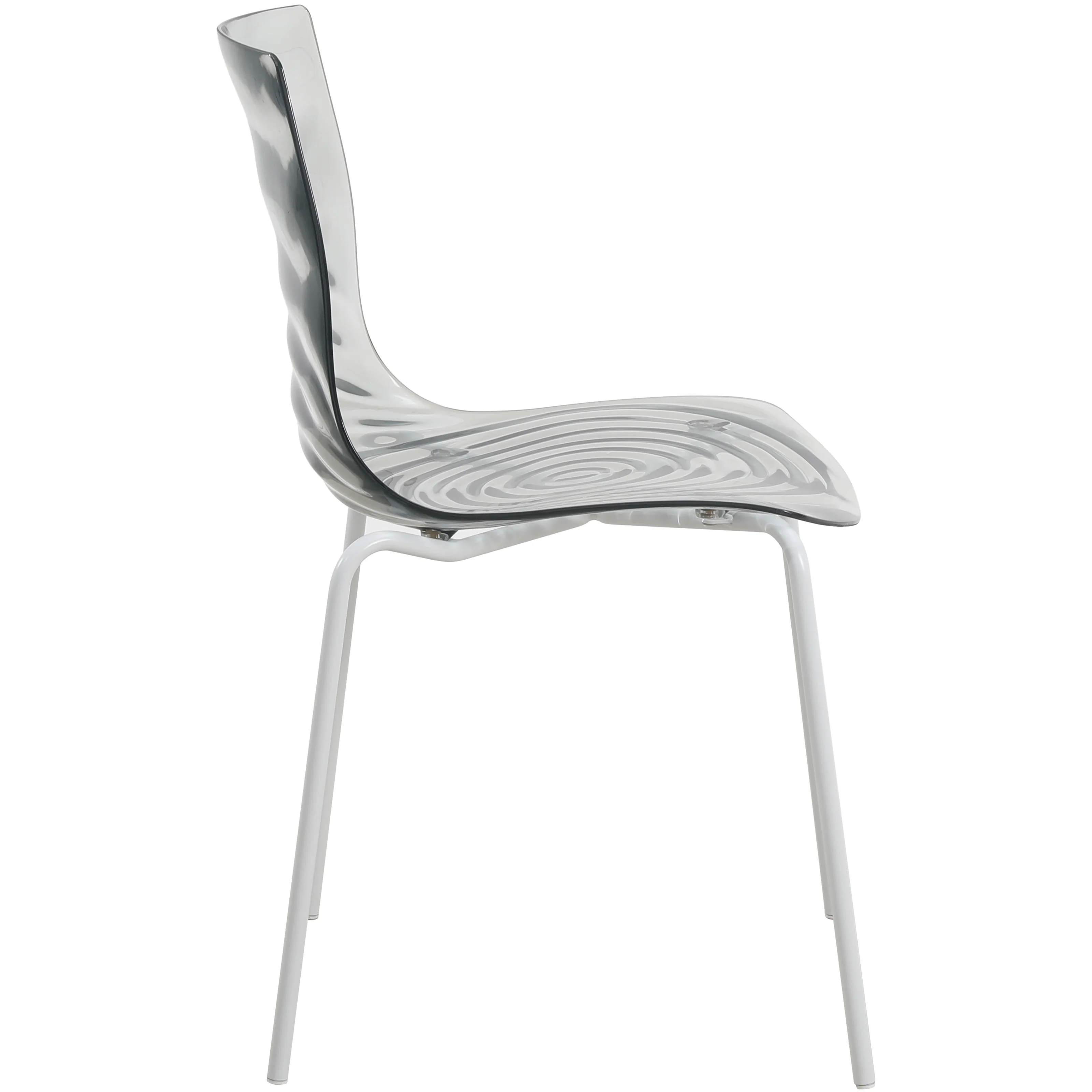 Astor Water Ripple Design Dining Chair in White Base Trans Black Seat