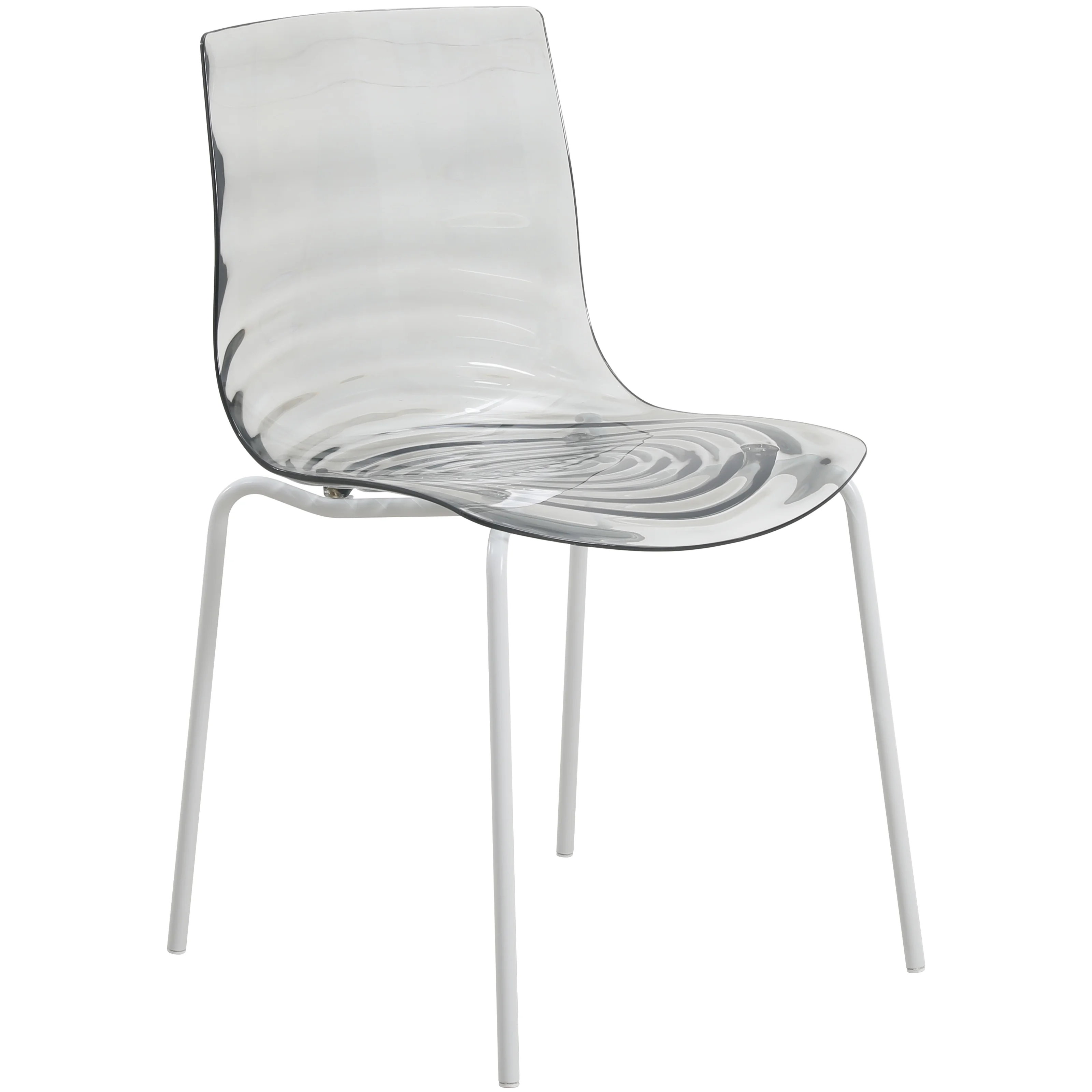 Astor Water Ripple Design Dining Chair in White Base Trans Black Seat