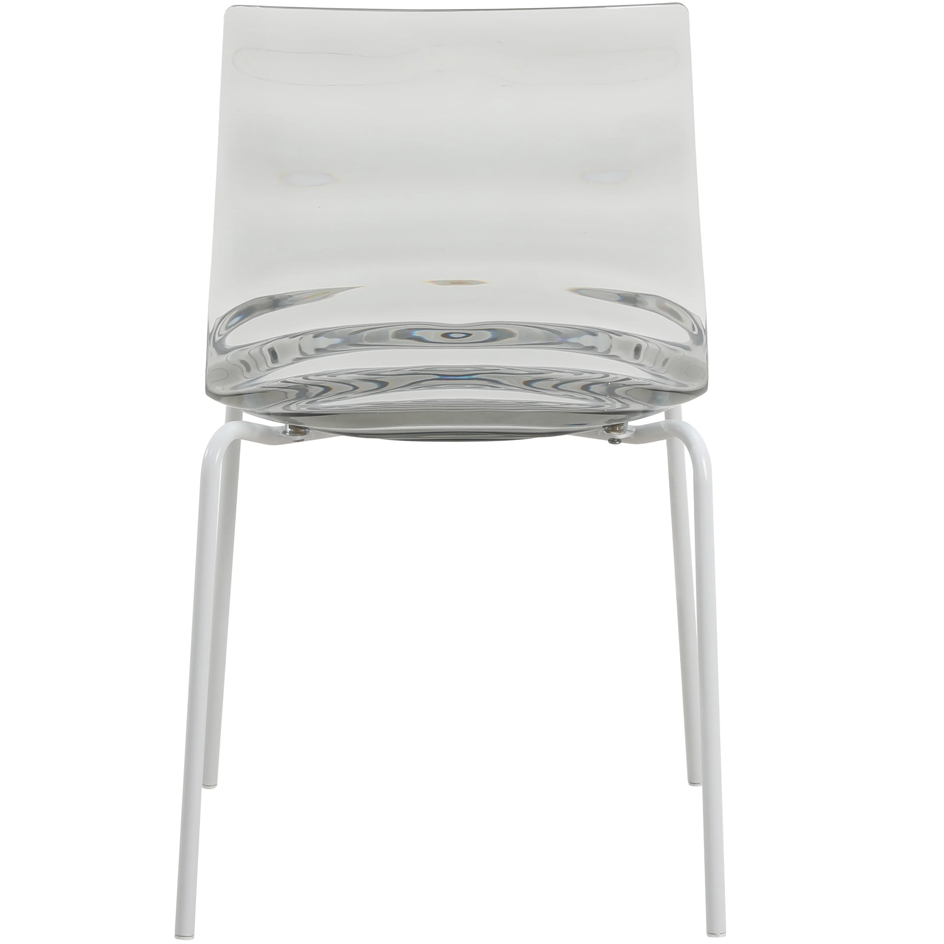 Astor Water Ripple Design Dining Chair in White Base Trans Black Seat