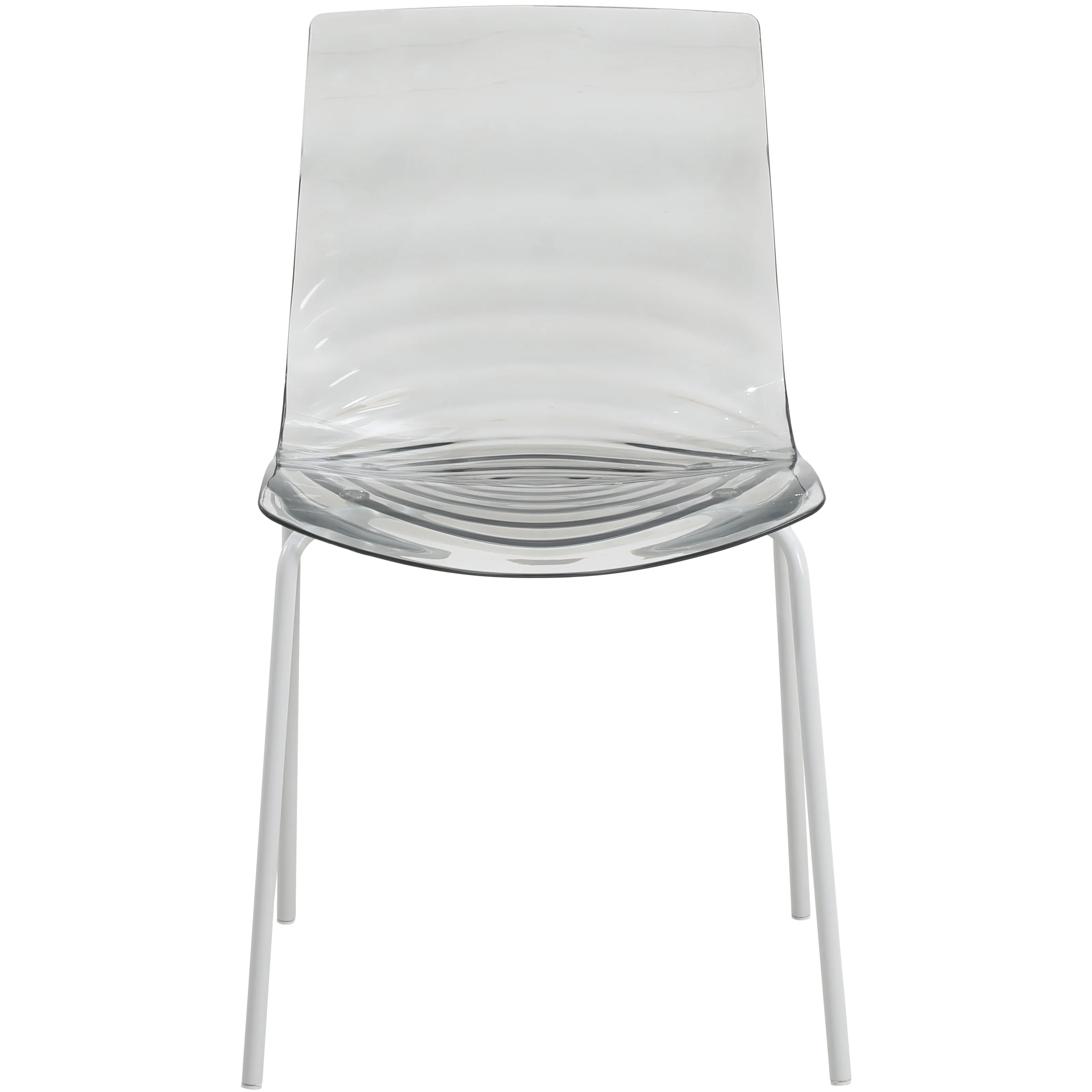 Astor Water Ripple Design Dining Chair in White Base Trans Black Seat