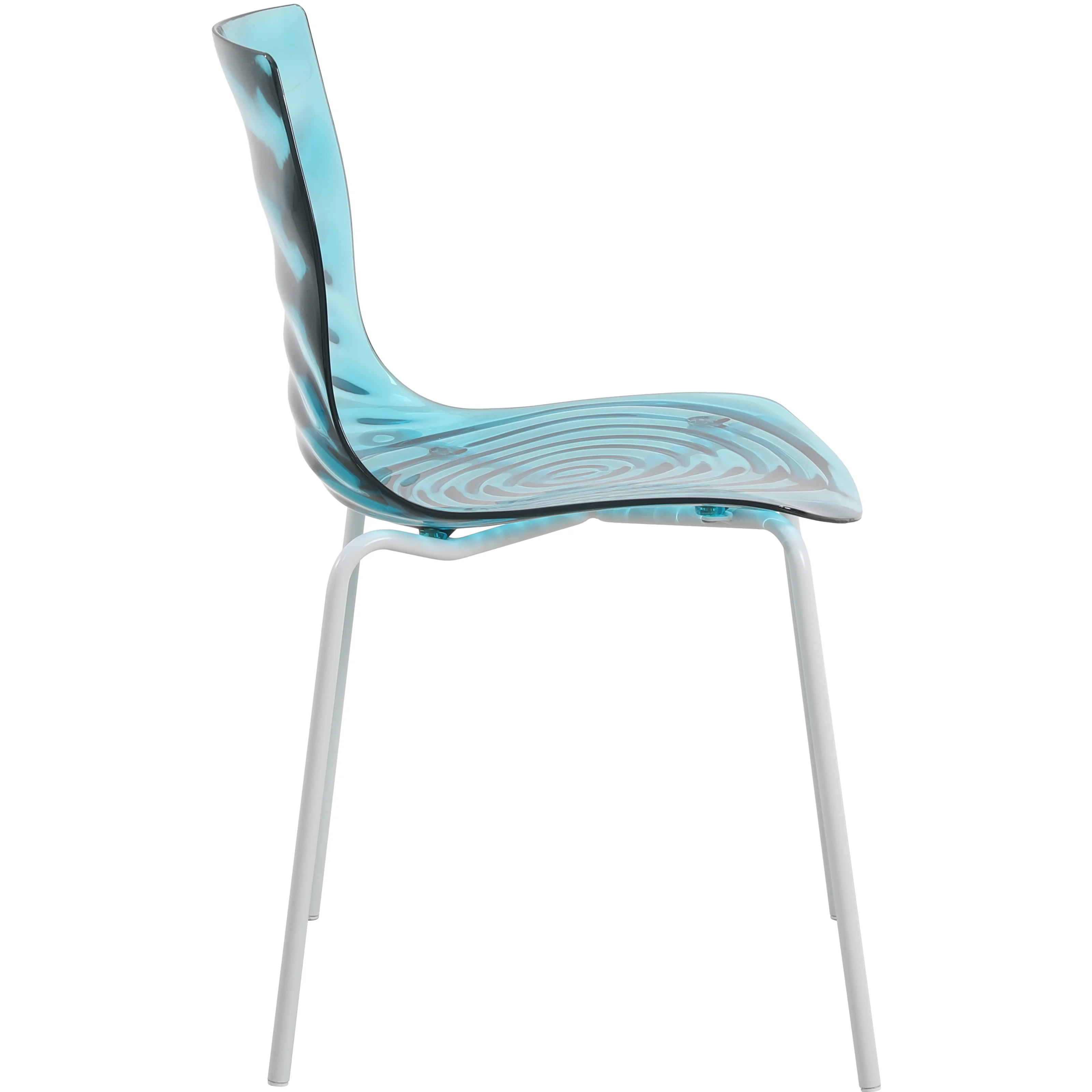 Astor Water Ripple Design Dining Chair in White Base Trans Blue Seat