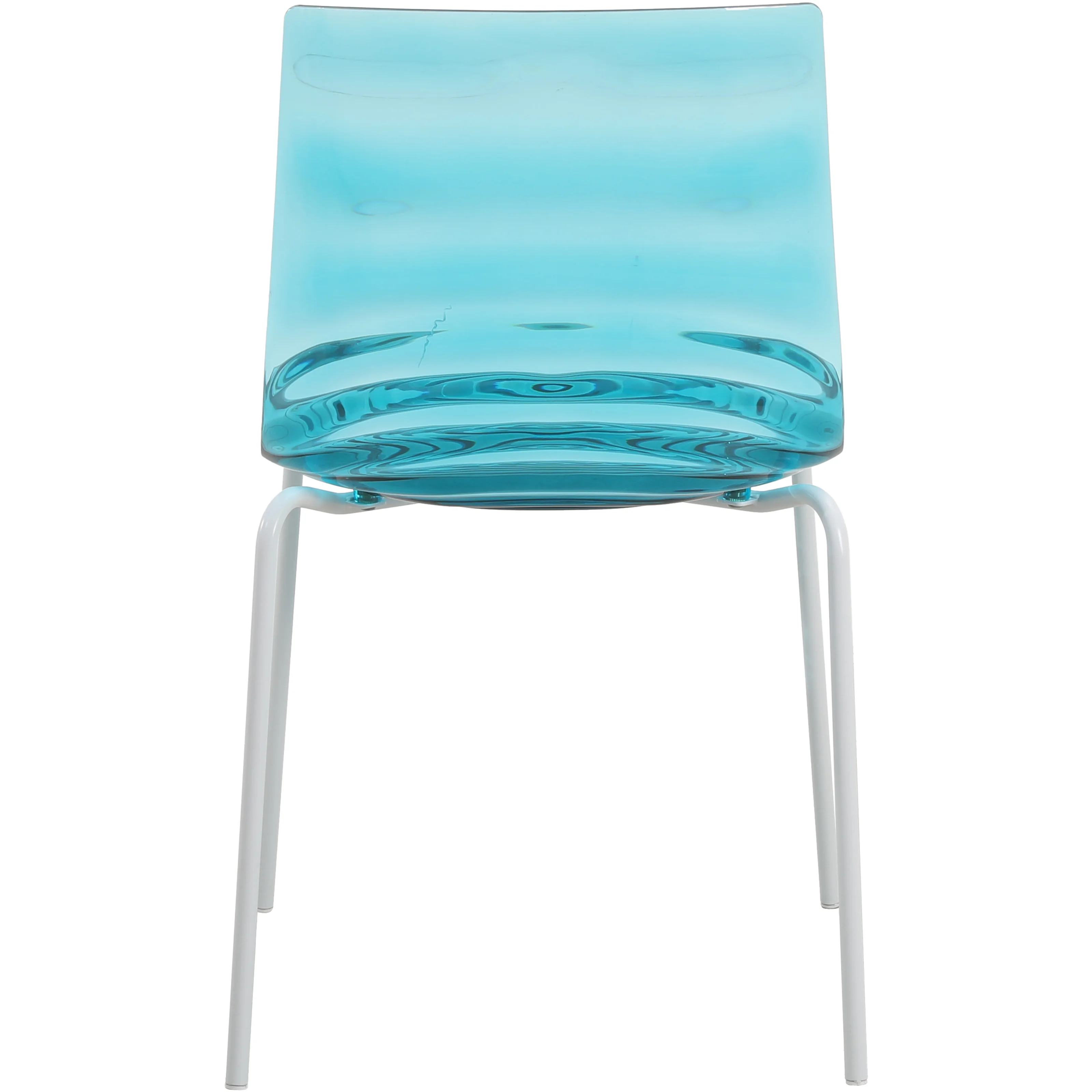 Astor Water Ripple Design Dining Chair in White Base Trans Blue Seat Set of 4