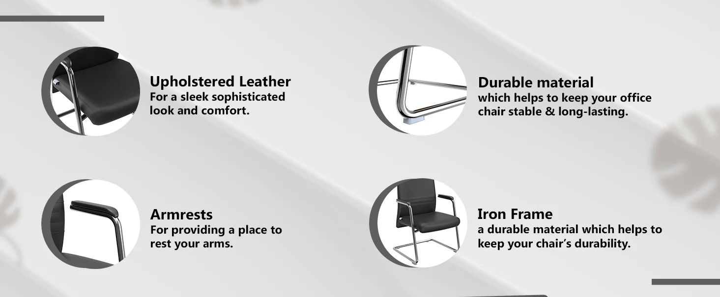 Aleen Series Guest Office Chair In Black Leather