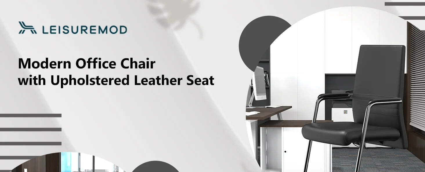 Aleen Series Guest Office Chair In Black Leather