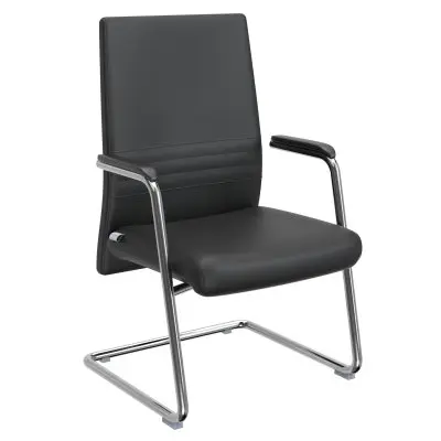 Aleen Series Guest Office Chair In Black Leather