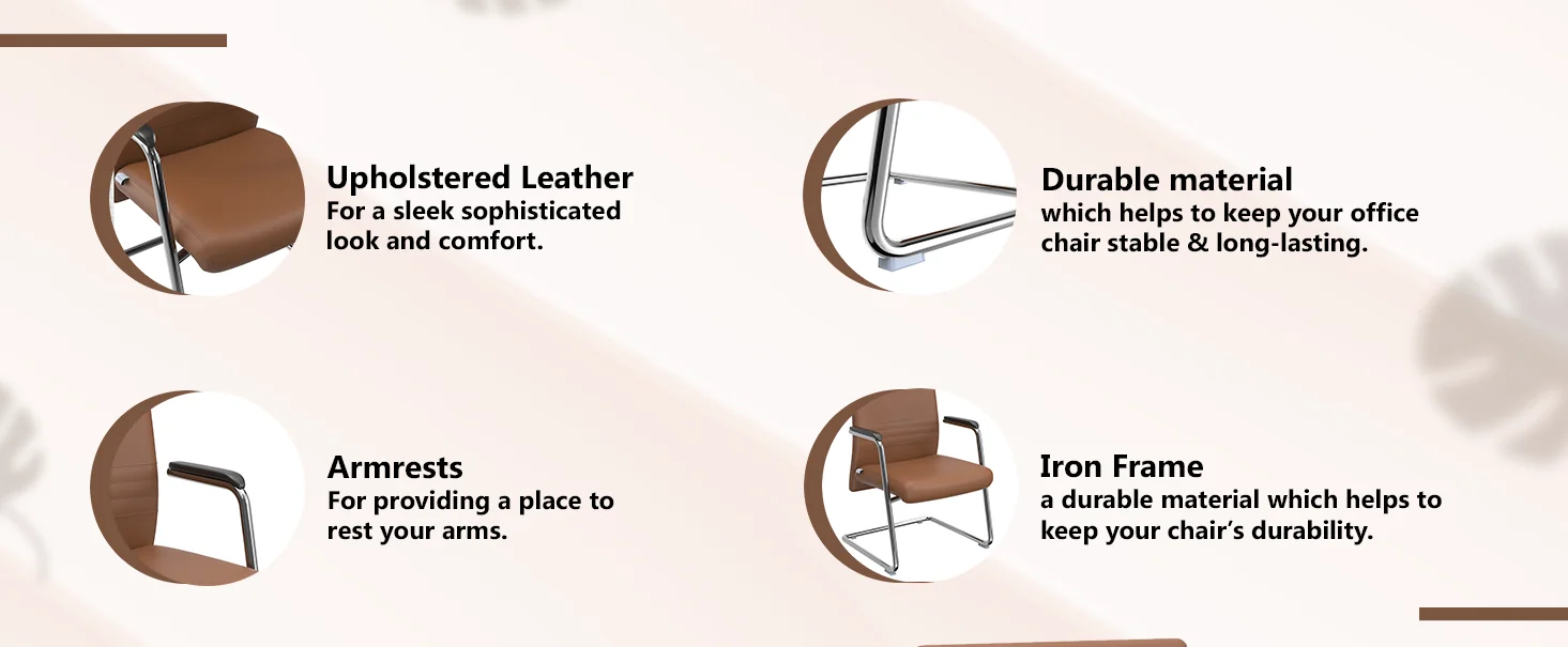 Aleen Series Guest Office Chair In Dark Brown Leather