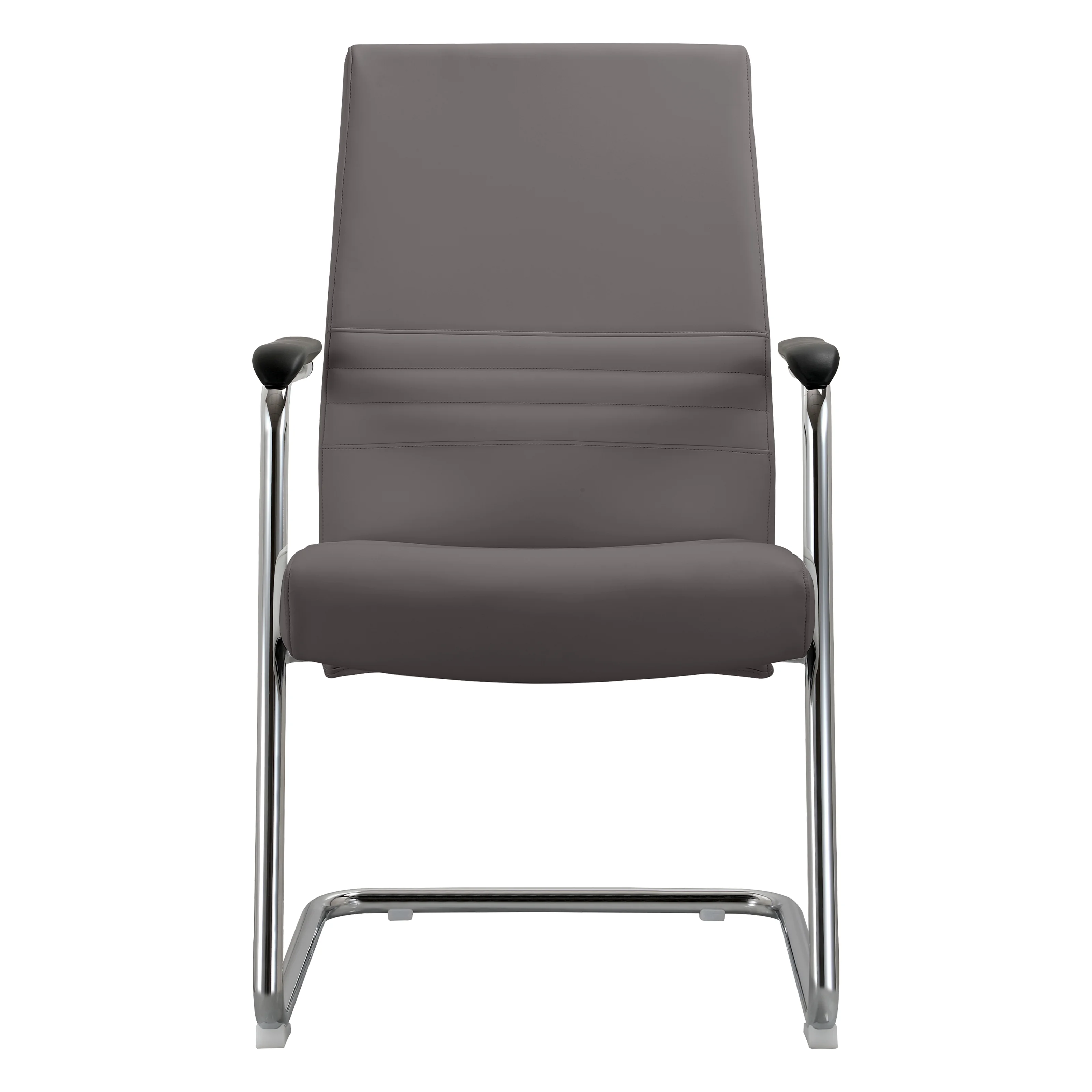 Aleen Series Guest Office Chair In Grey Leather
