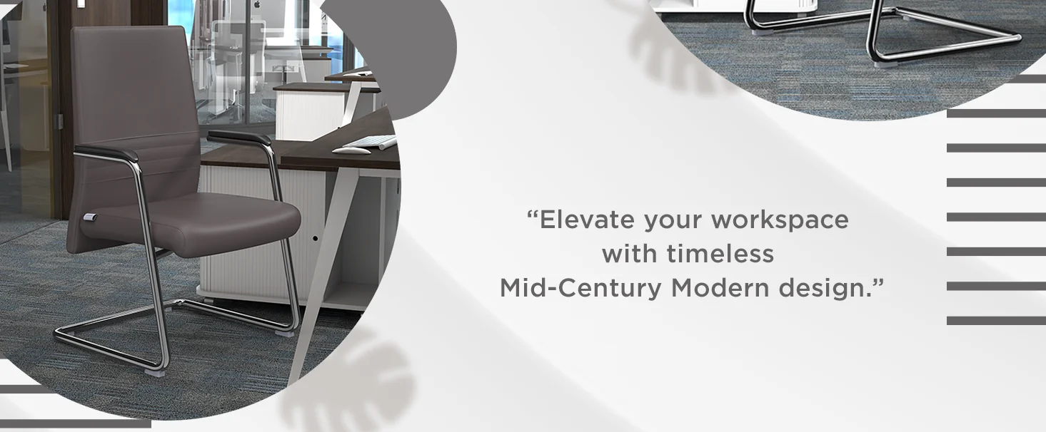 Aleen Series Guest Office Chair In Grey Leather