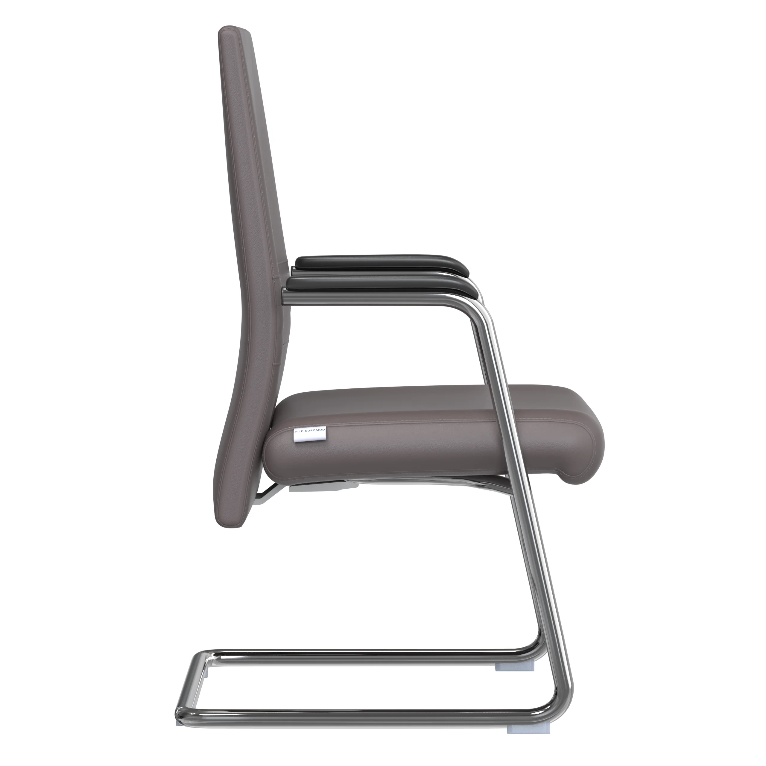 Aleen Series Guest Office Chair In Grey Leather