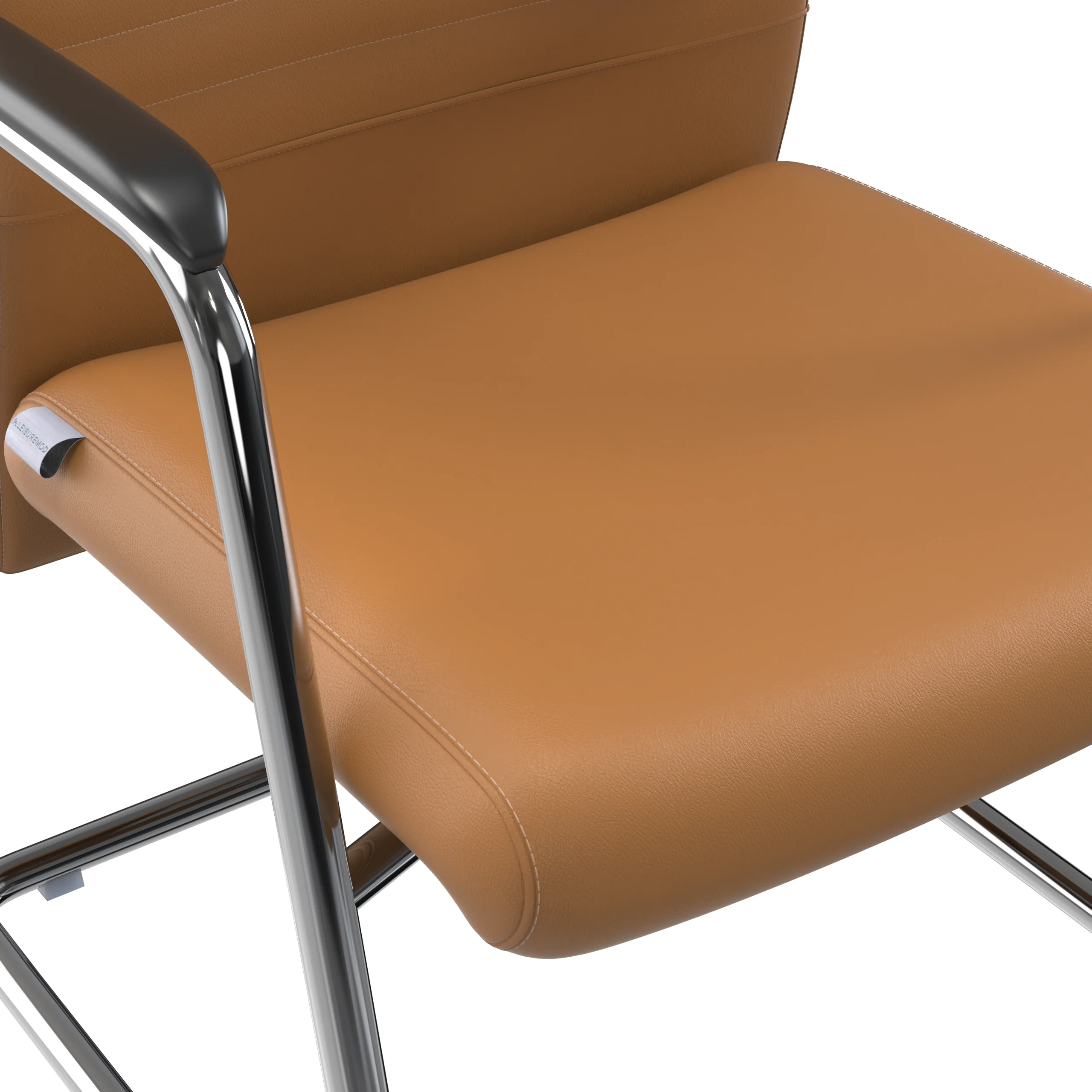 Aleen Series Guest Office Chair In Acorn Brown Leather