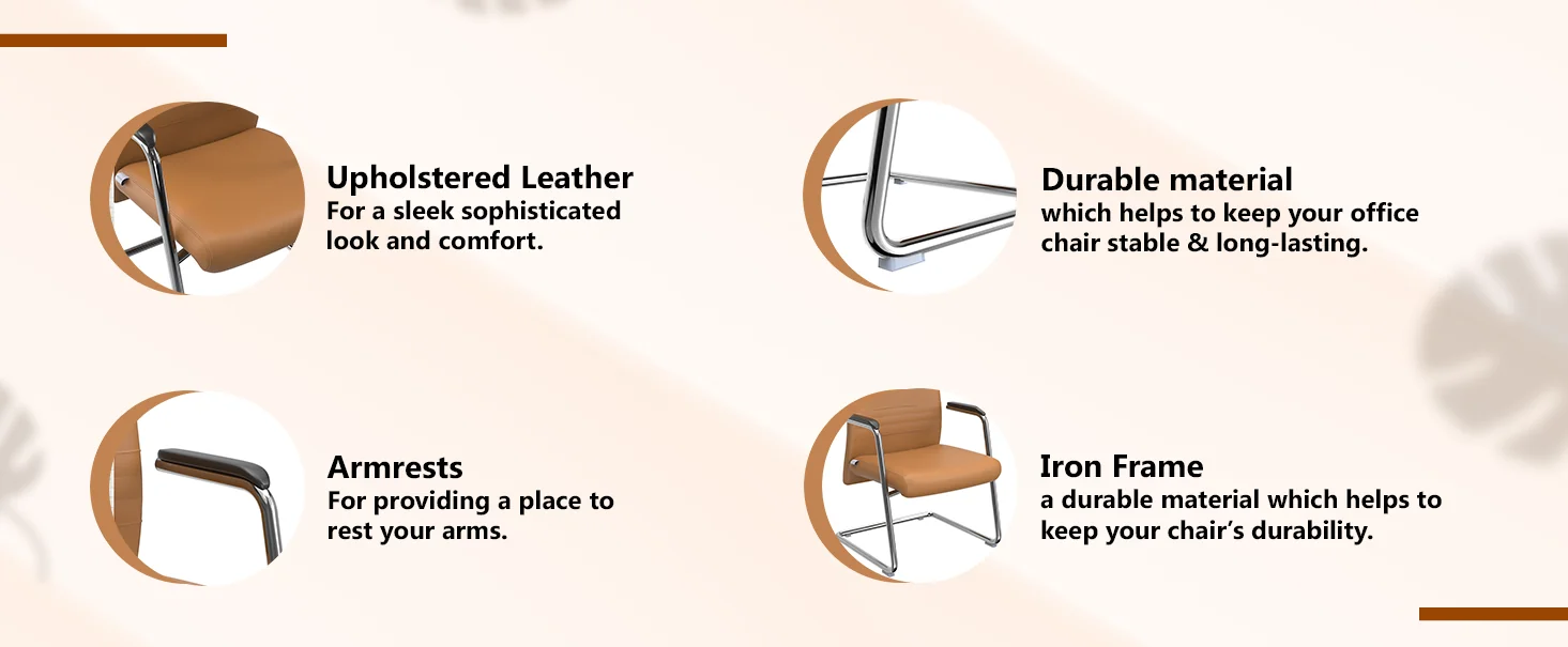 Aleen Series Guest Office Chair In Acorn Brown Leather