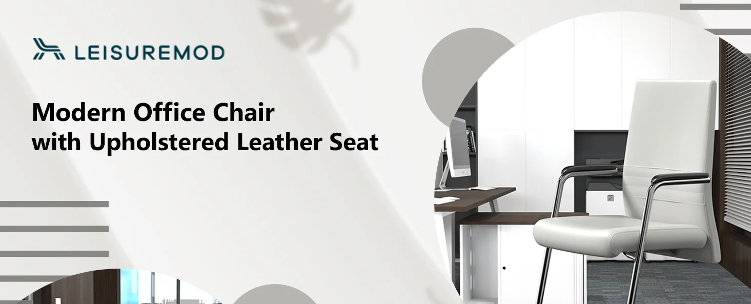Aleen Series Guest Office Chair In White Leather