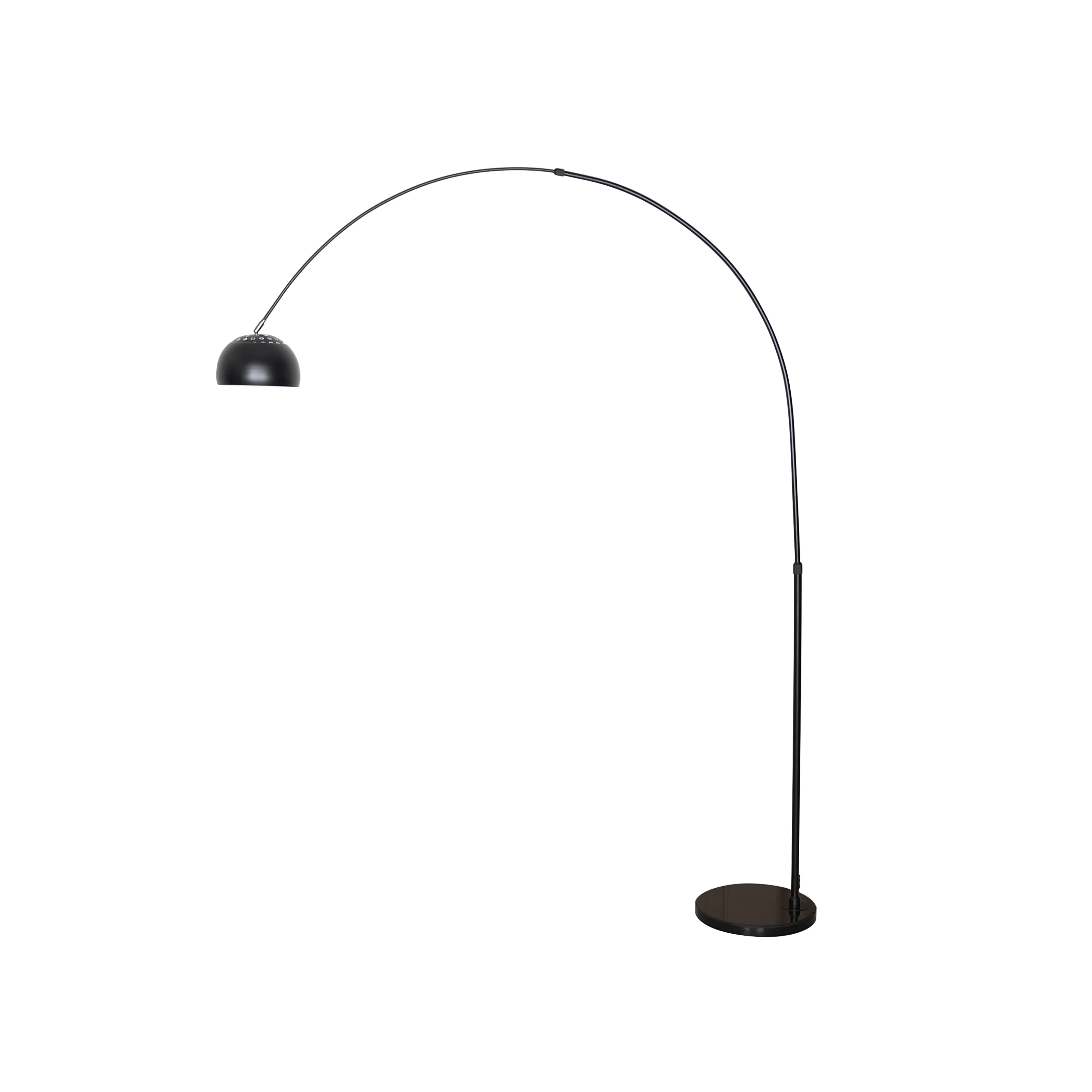 Arco Mid-Century Modern Arched Floor Lamp 75.6" Height with Black Round Marble Base and Metal Dome Lamp Shade for Living Room and Bedroom