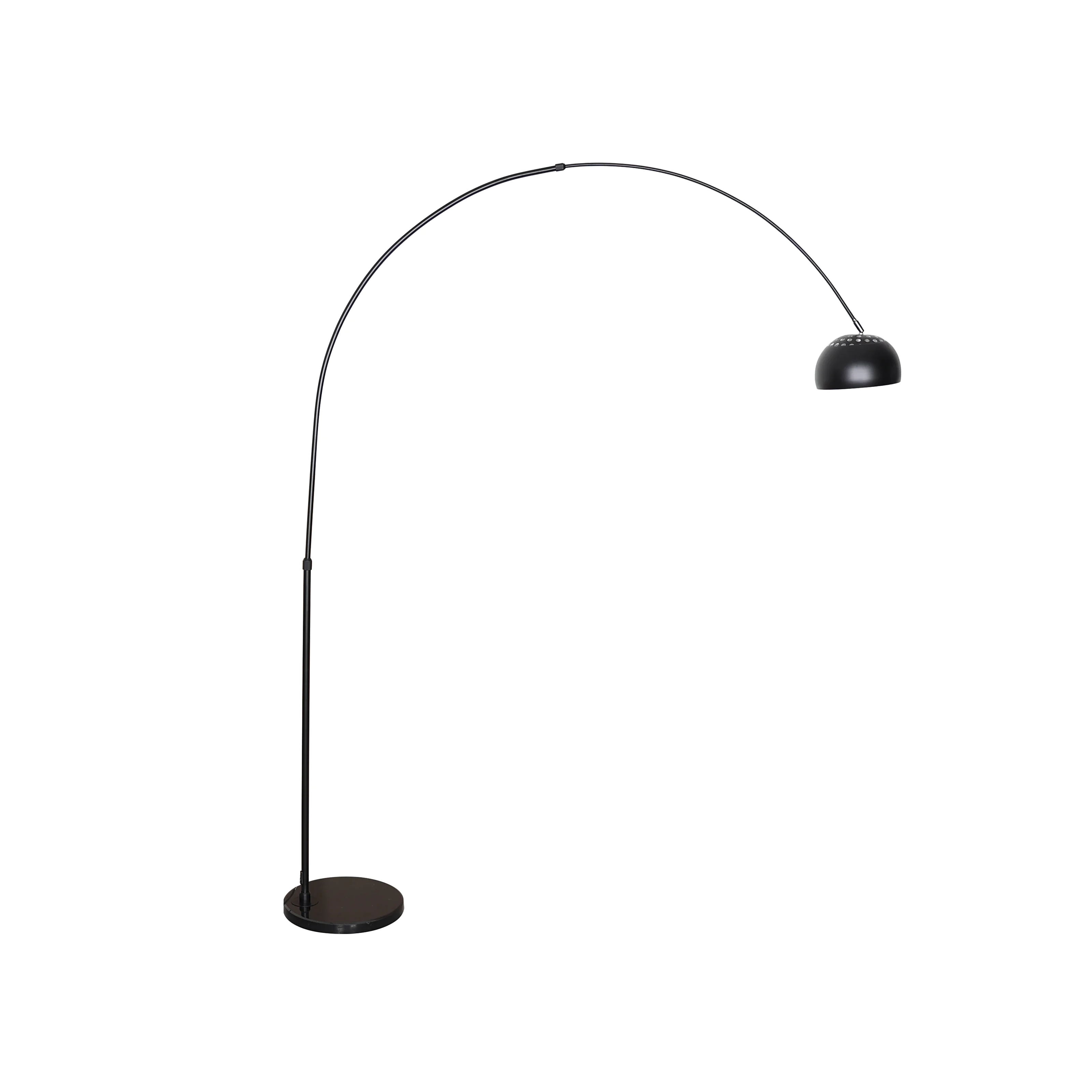 Arco Mid-Century Modern Arched Floor Lamp 75.6" Height with Black Round Marble Base and Metal Dome Lamp Shade for Living Room and Bedroom