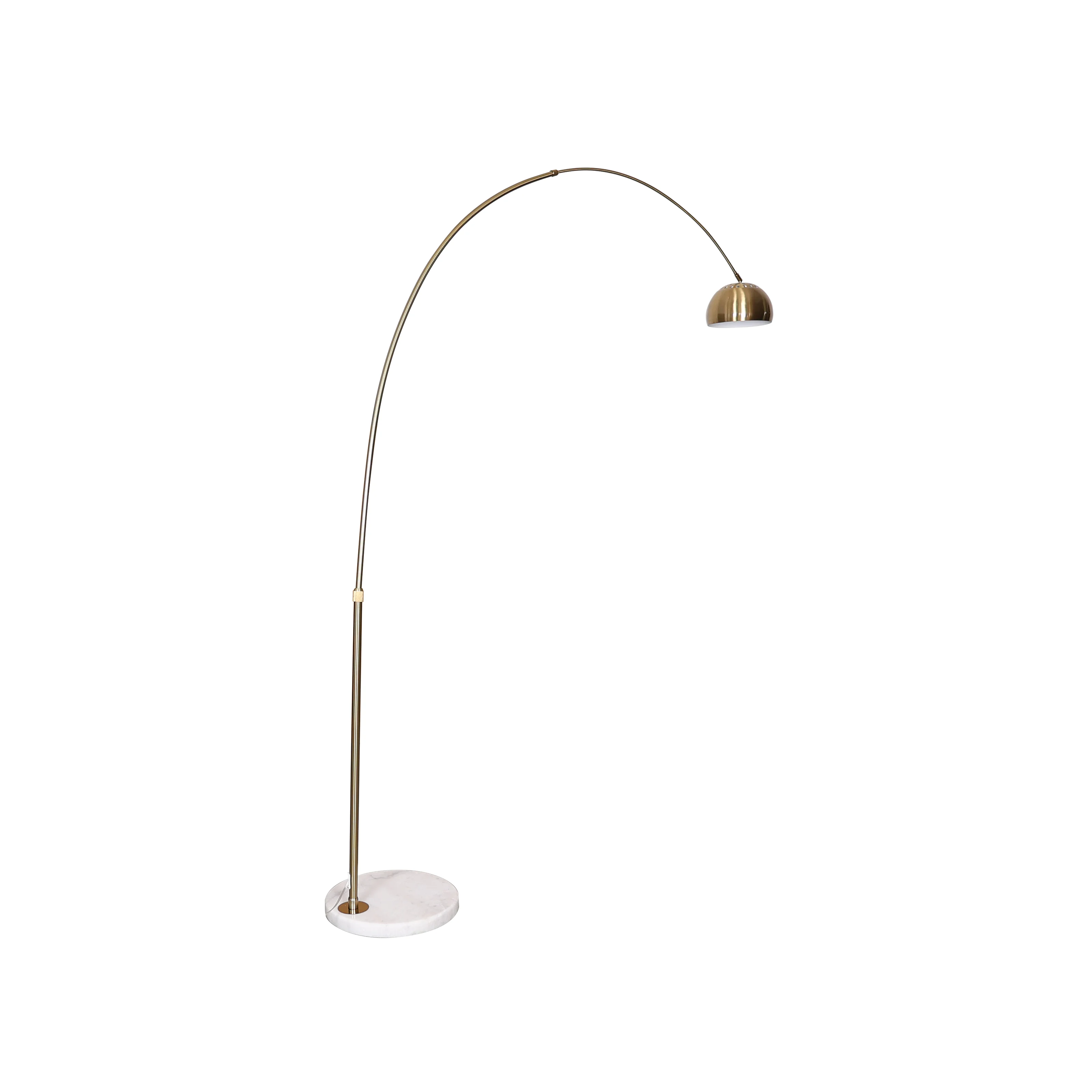Arco Mid-Century Modern Arched Floor Lamp 75.6" Height with White Round Marble Base and Metal Dome Lamp Shade for Living Room and Bedroom
