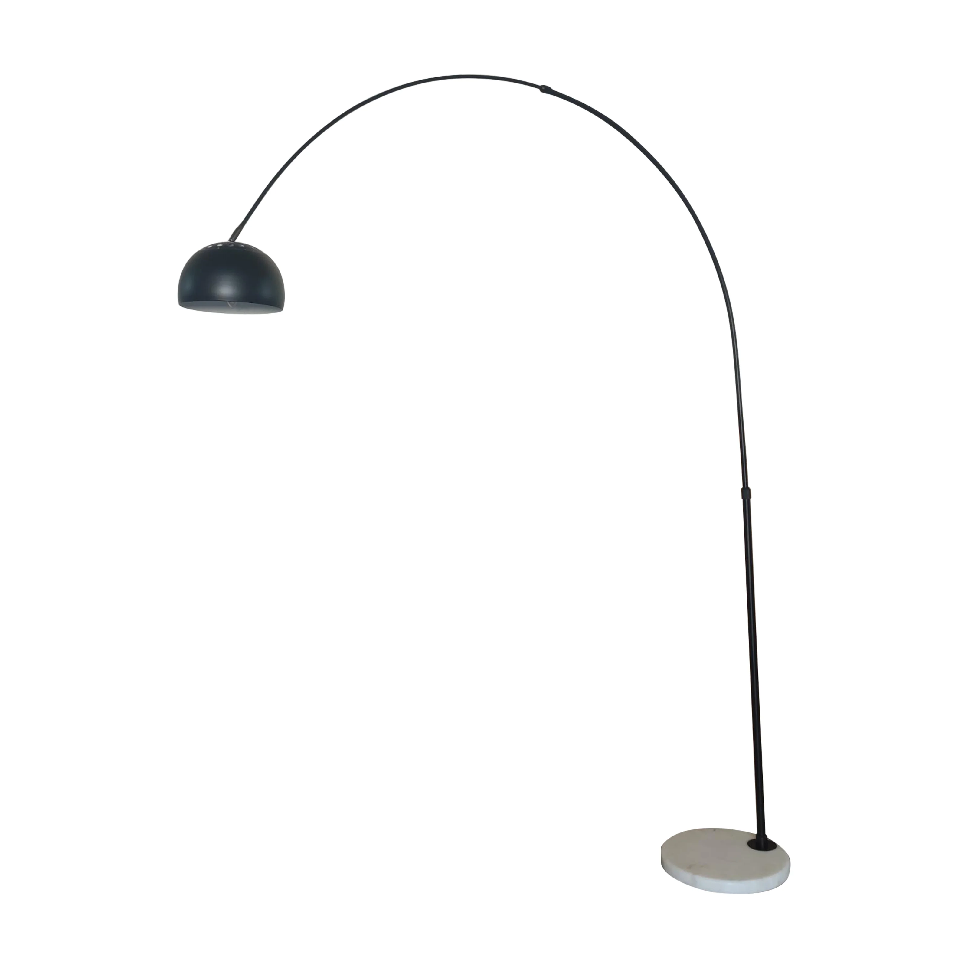 Arco Mid-Century Modern Arched Floor Lamp 75.6" Height with White Round Marble Base and Metal Dome Lamp Shade for Living Room and Bedroom