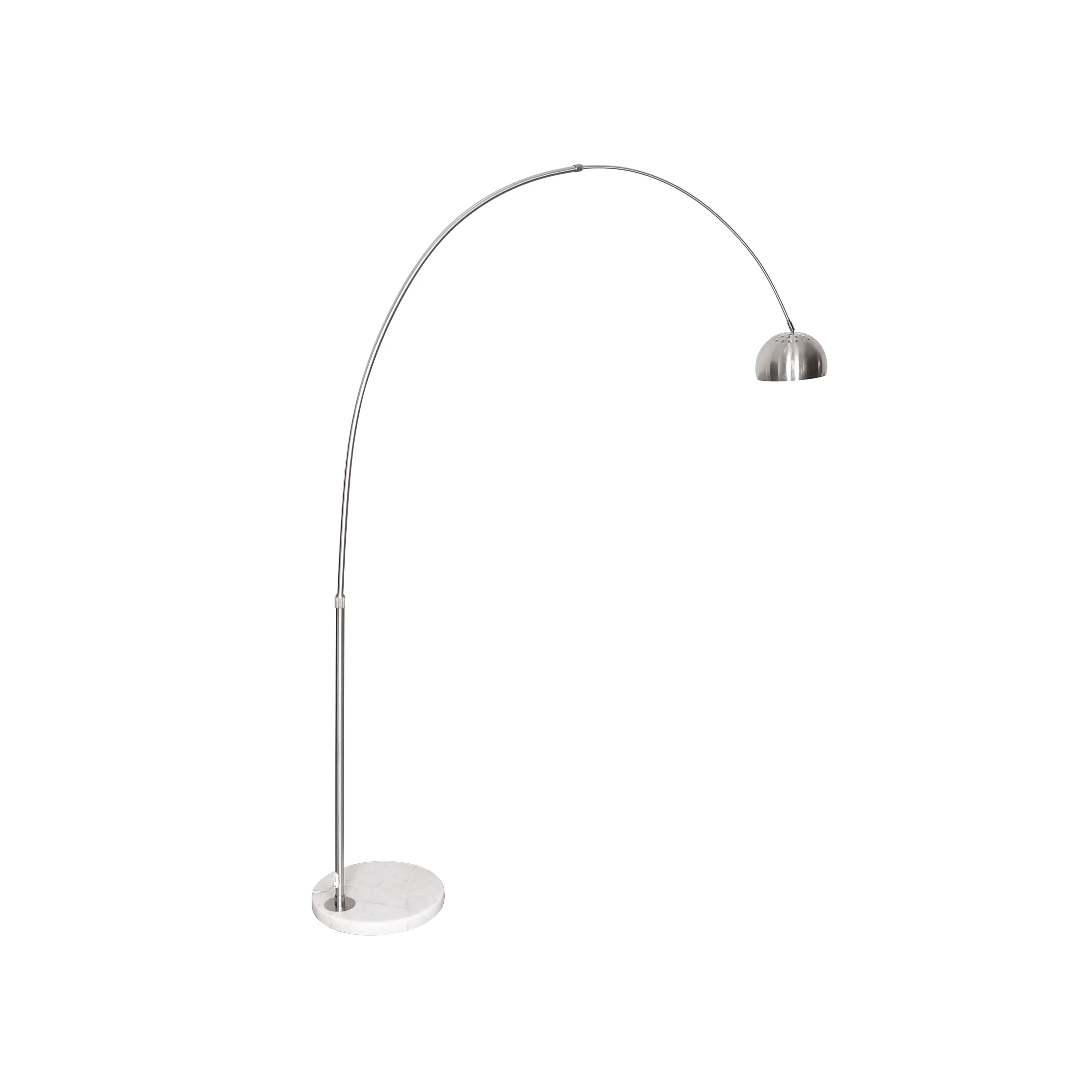 Arco Mid-Century Modern Arched Floor Lamp 75.6" Height with White Round Marble Base and Metal Dome Lamp Shade for Living Room and Bedroom