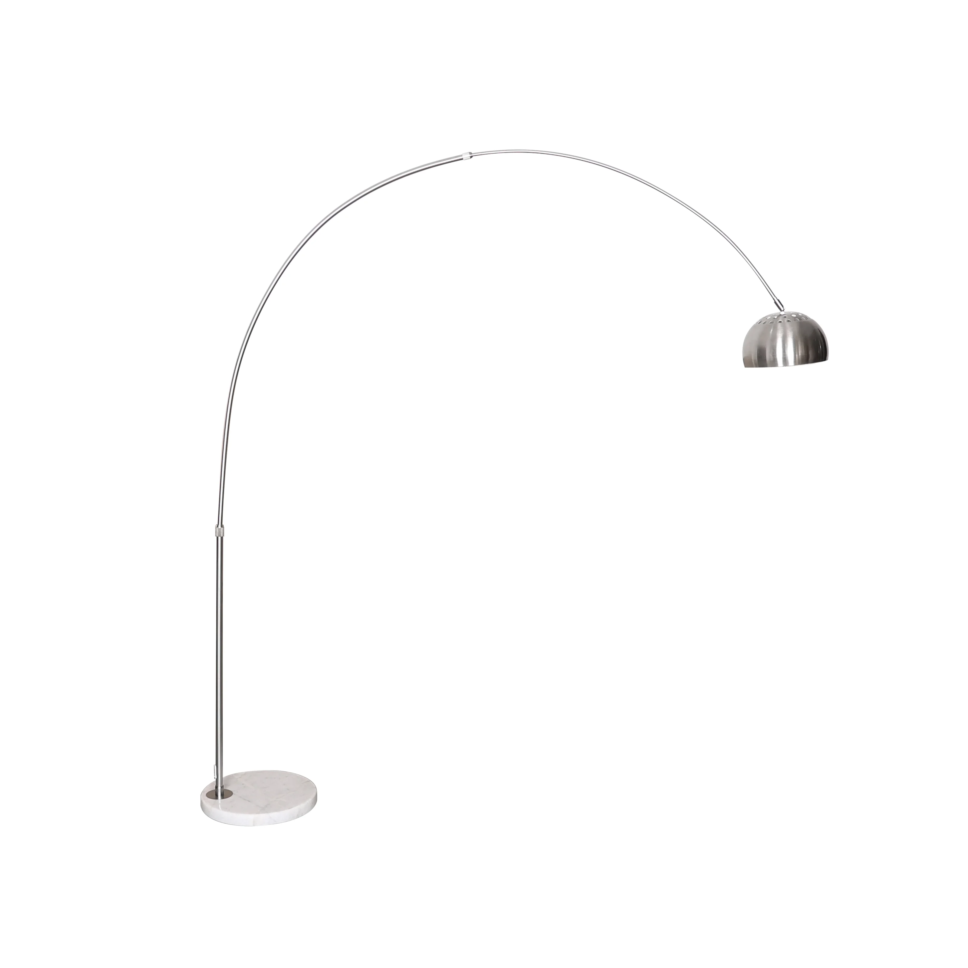 Arco Mid-Century Modern Arched Floor Lamp 75.6" Height with White Round Marble Base and Metal Dome Lamp Shade for Living Room and Bedroom